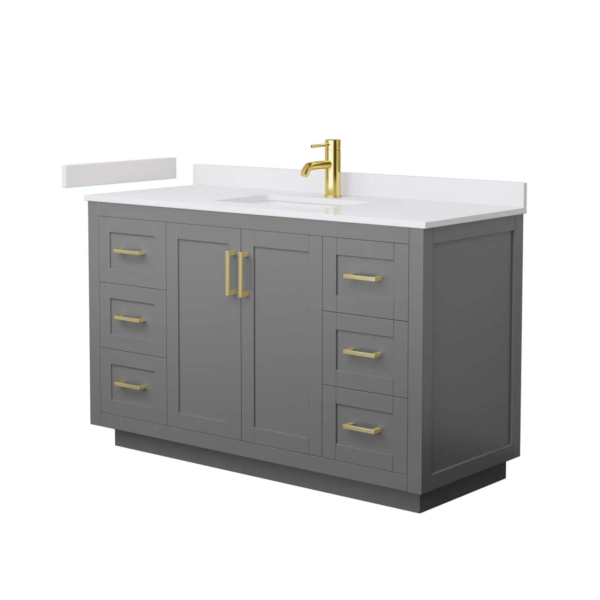 54" Miranda Single Bathroom Vanity in Dark Gray with Brushed Gold Trim by Wyndham