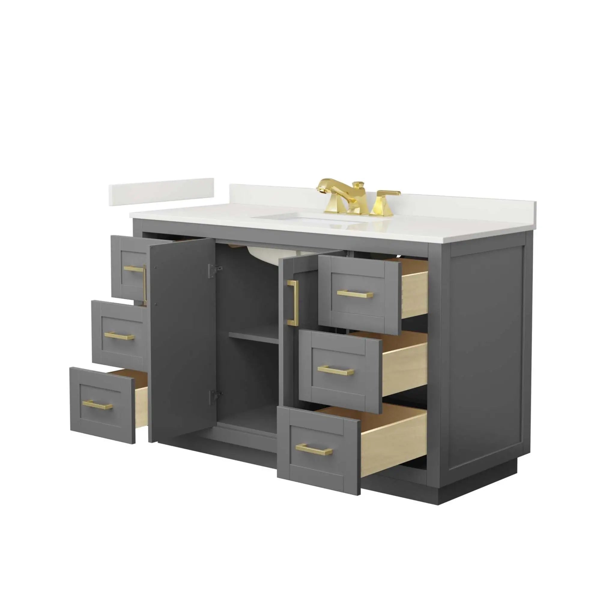 54" Miranda Single Bathroom Vanity in Dark Gray with Brushed Gold Trim by Wyndham