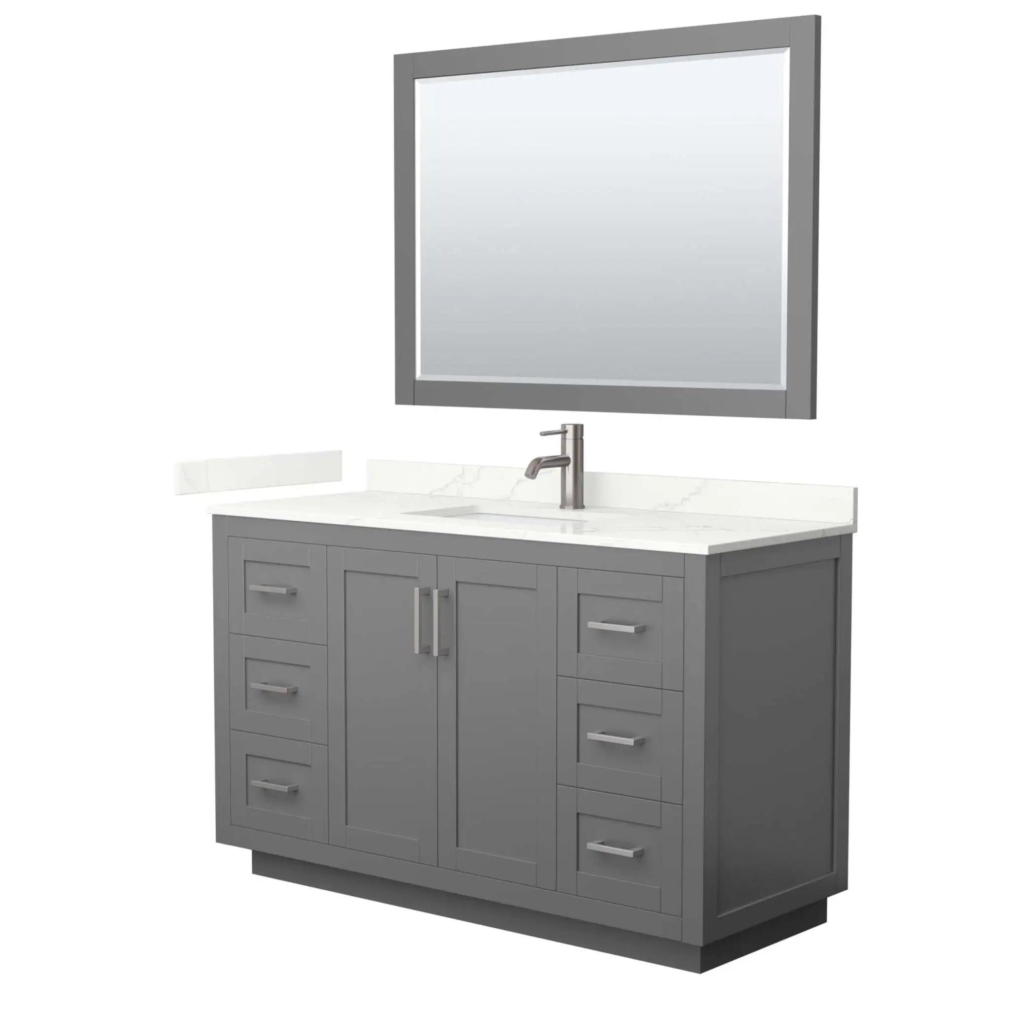 54" Miranda Single Bathroom Vanity in Dark Gray with Brushed Nickel Trim & 46" Mirror by Wyndham