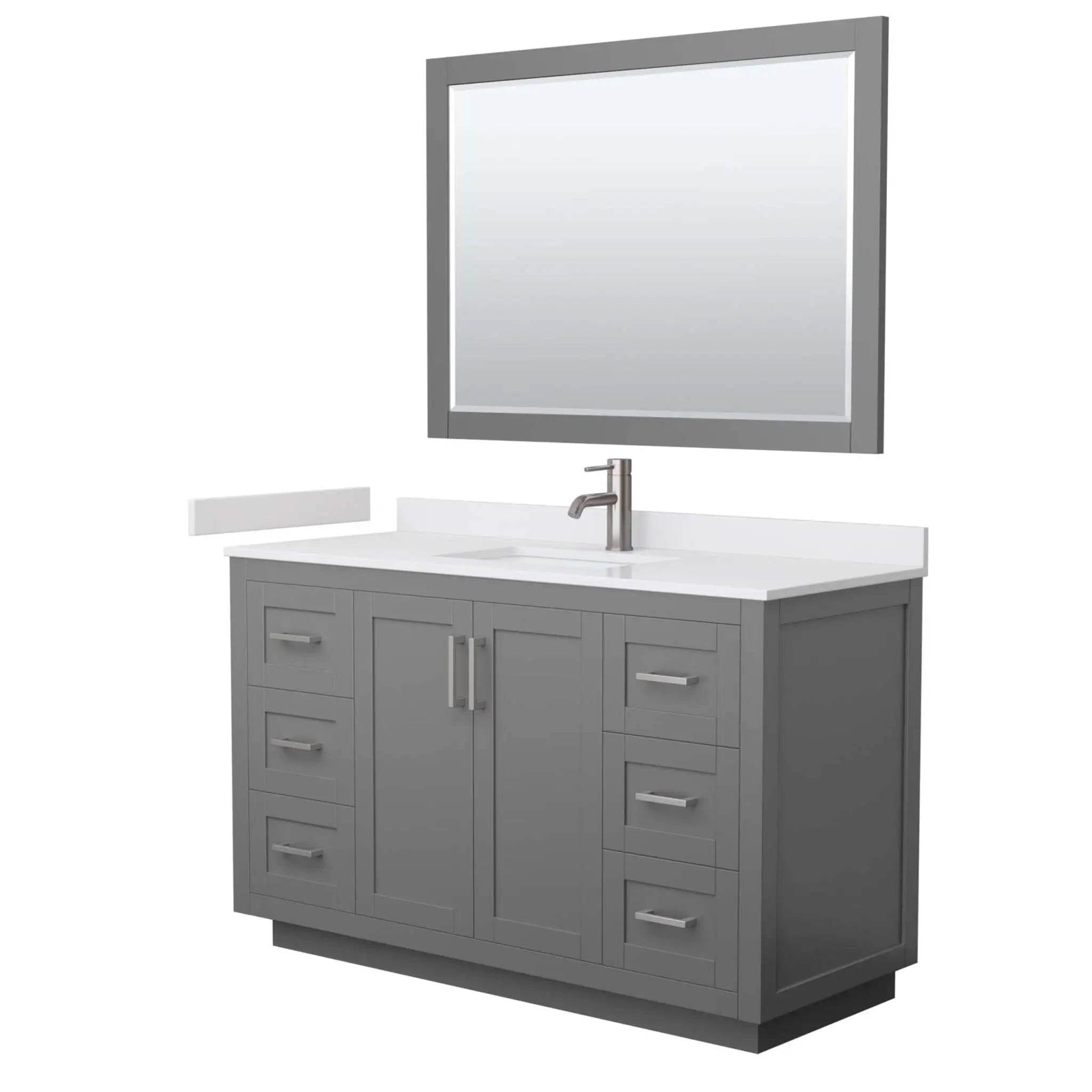 54" Miranda Single Bathroom Vanity in Dark Gray with Brushed Nickel Trim & 46" Mirror by Wyndham