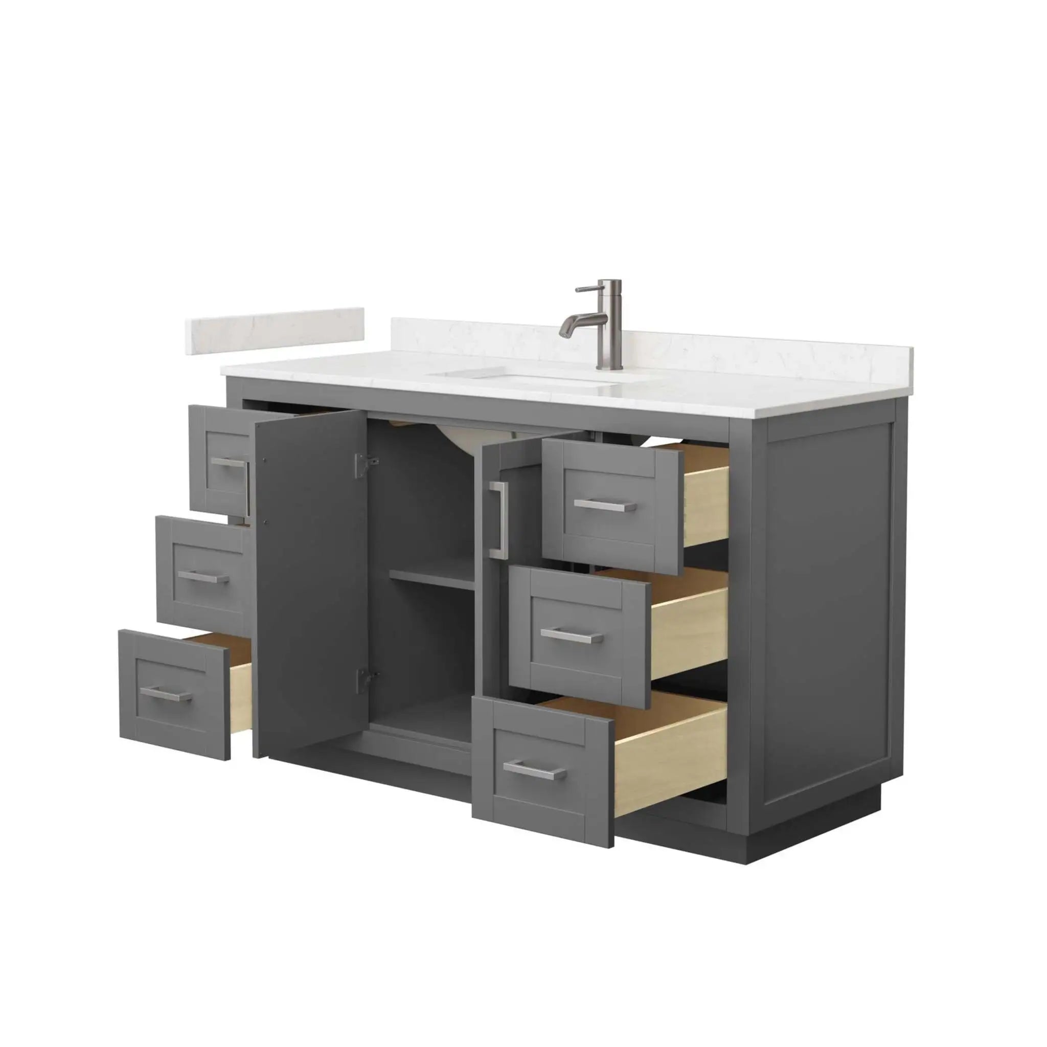 54" Miranda Single Bathroom Vanity in Dark Gray with Brushed Nickel Trim by Wyndham
