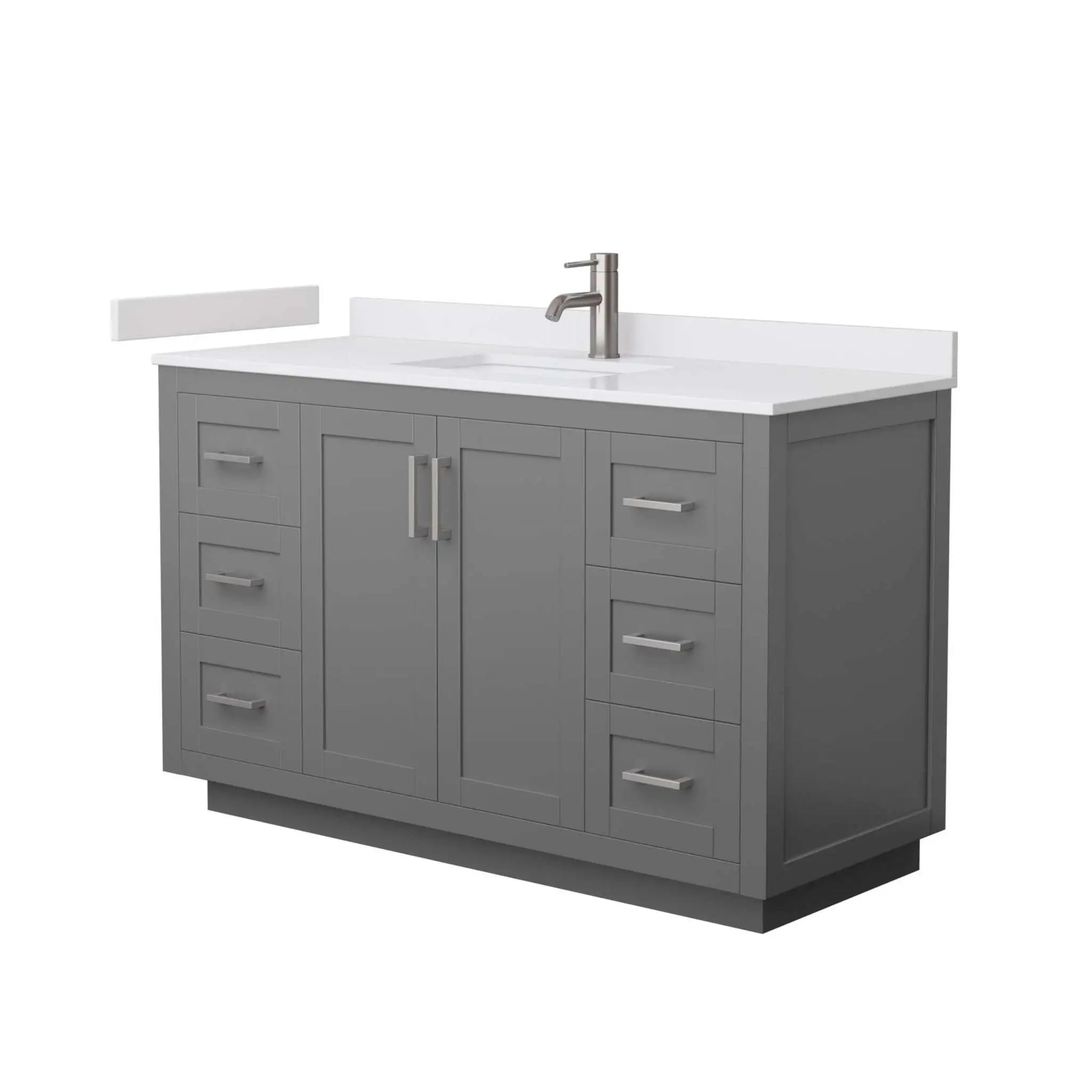 54" Miranda Single Bathroom Vanity in Dark Gray with Brushed Nickel Trim by Wyndham
