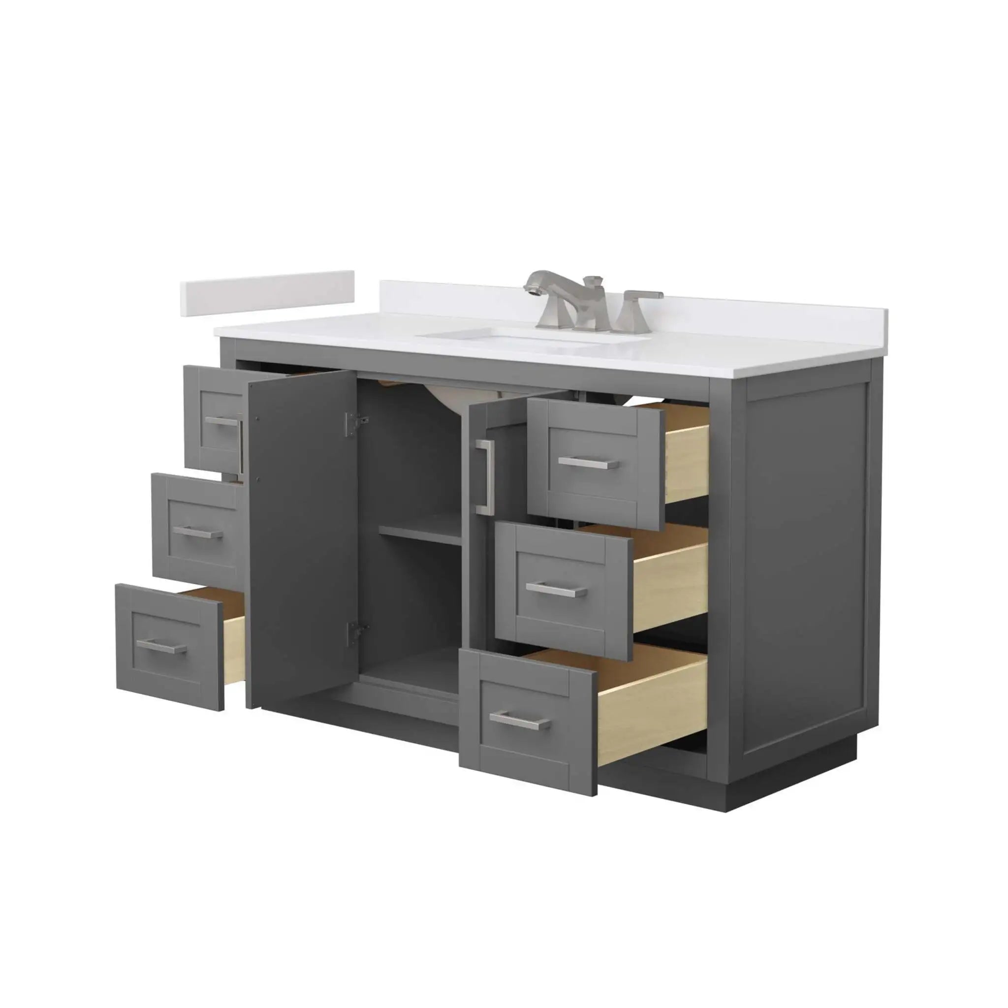 54" Miranda Single Bathroom Vanity in Dark Gray with Brushed Nickel Trim by Wyndham