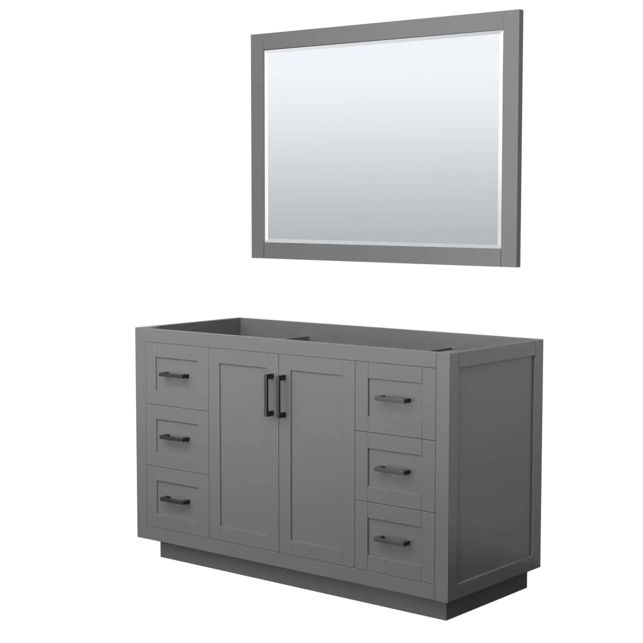 54" Miranda Single Bathroom Vanity in Dark Gray with Matte Black Trim & 46" Mirror by Wyndham