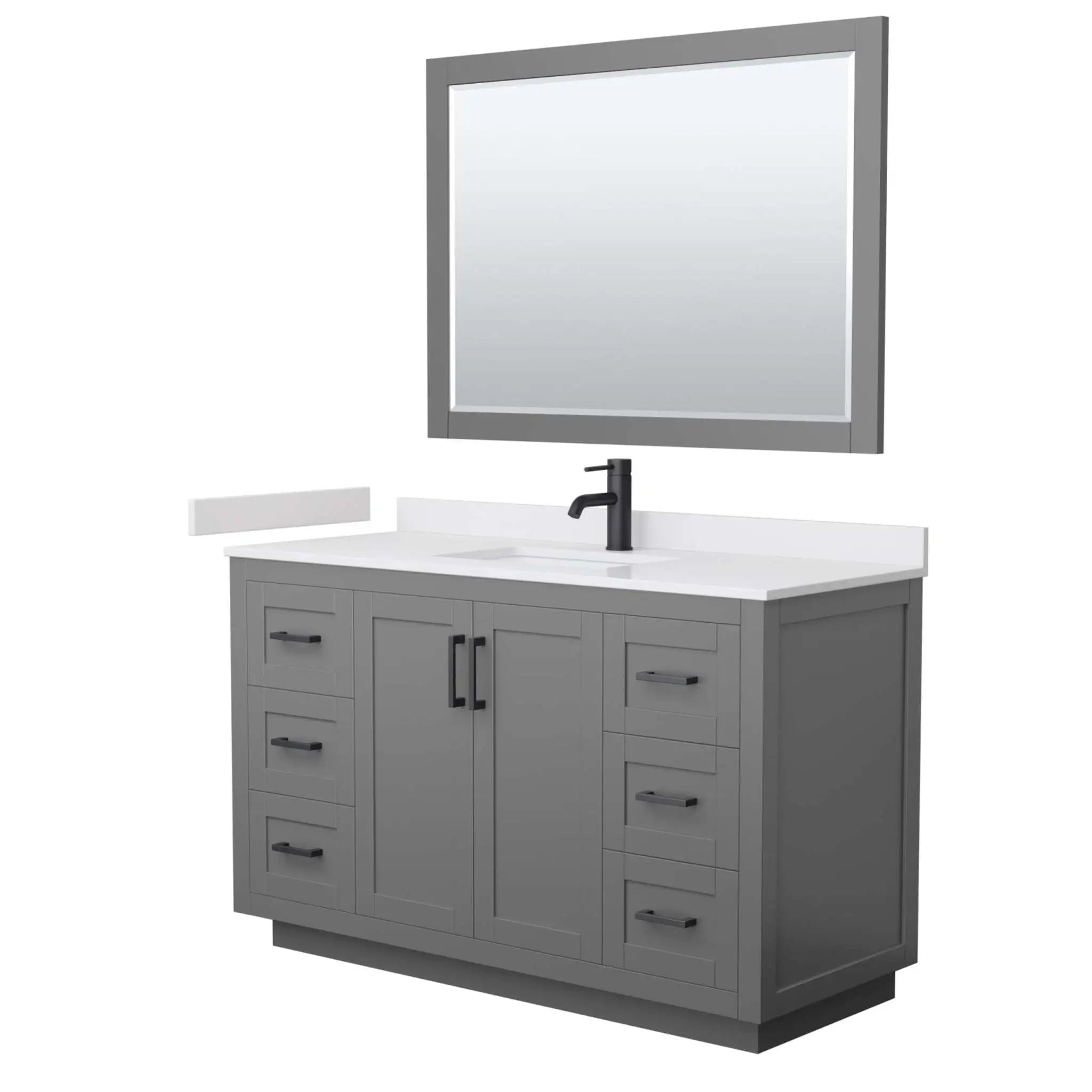 54" Miranda Single Bathroom Vanity in Dark Gray with Matte Black Trim & 46" Mirror by Wyndham
