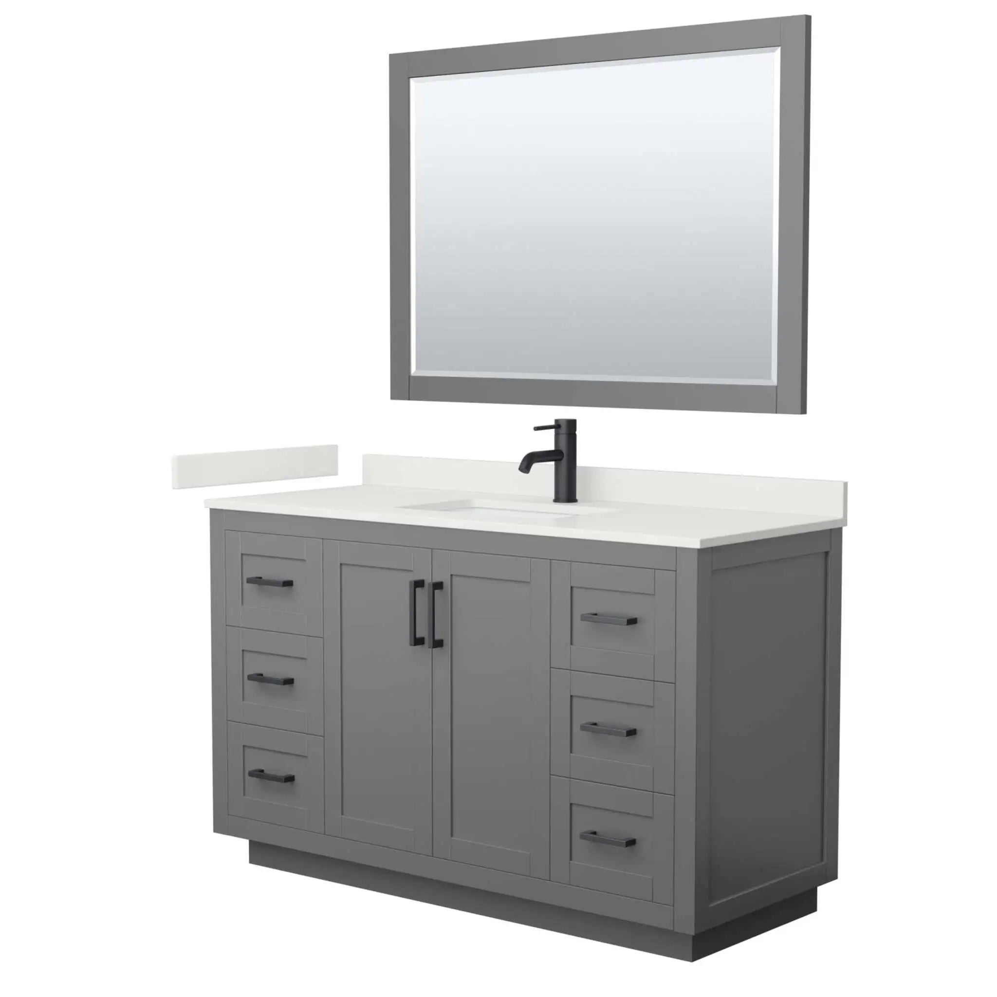 54" Miranda Single Bathroom Vanity in Dark Gray with Matte Black Trim & 46" Mirror by Wyndham