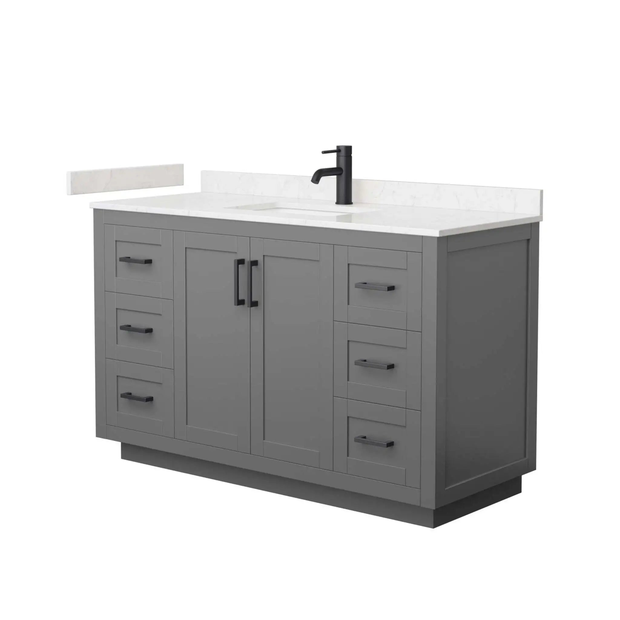 54" Miranda Single Bathroom Vanity in Dark Gray with Matte Black Trim by Wyndham