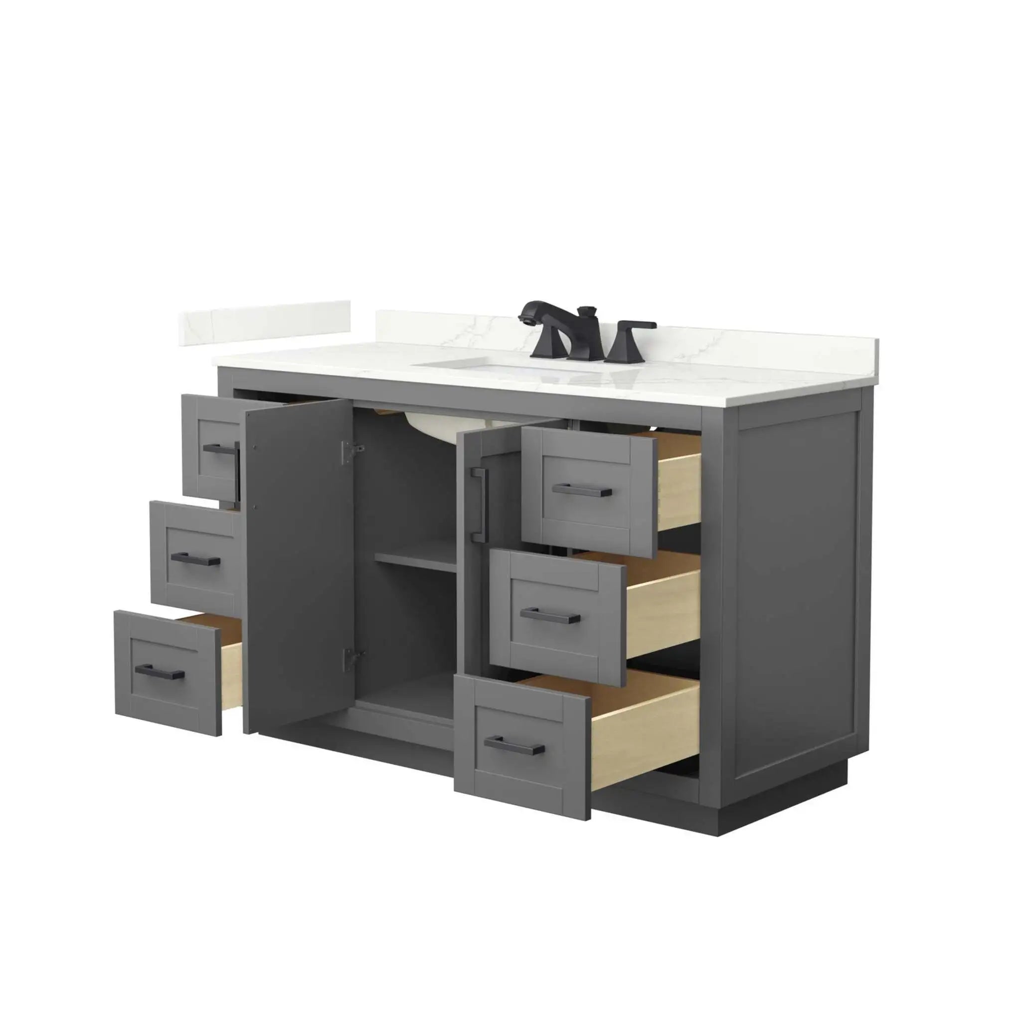 54" Miranda Single Bathroom Vanity in Dark Gray with Matte Black Trim by Wyndham
