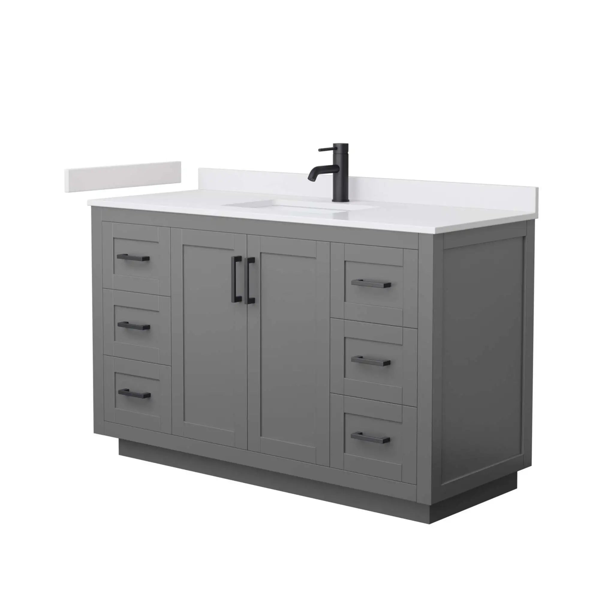 54" Miranda Single Bathroom Vanity in Dark Gray with Matte Black Trim by Wyndham