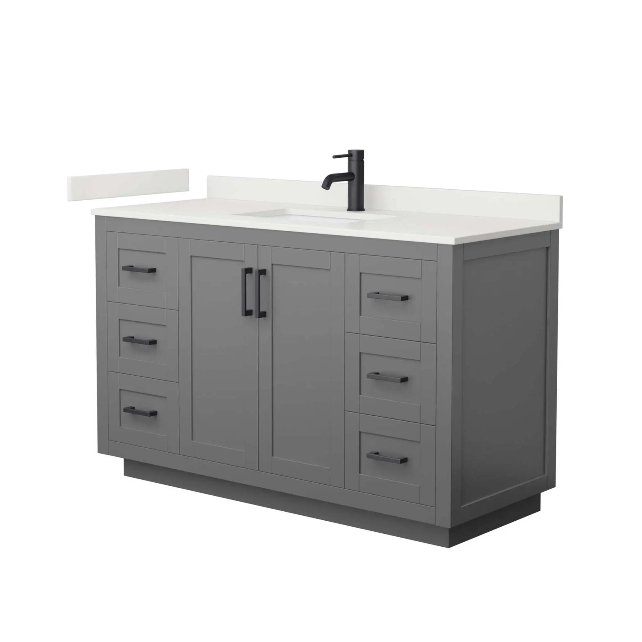 54" Miranda Single Bathroom Vanity in Dark Gray with Matte Black Trim by Wyndham
