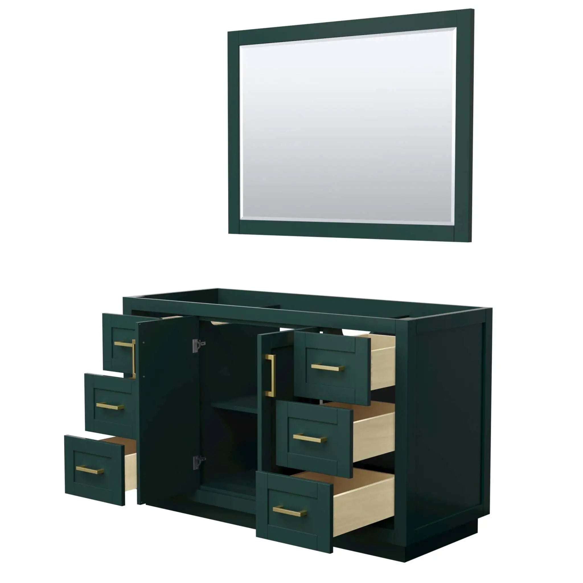 54" Miranda Single Bathroom Vanity in Green with Brushed Gold Trim & 46" Mirror by Wyndham