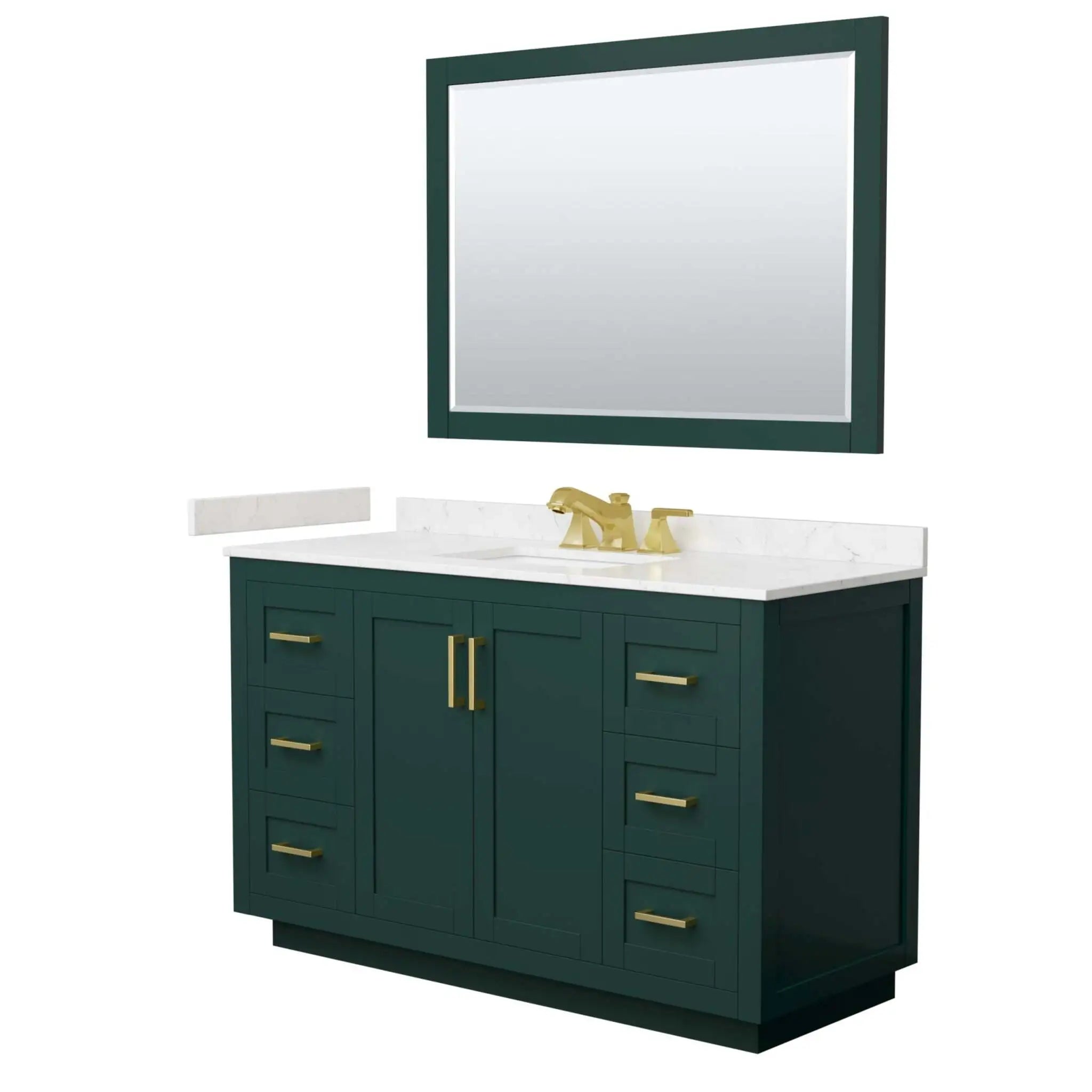 54" Miranda Single Bathroom Vanity in Green with Brushed Gold Trim & 46" Mirror by Wyndham