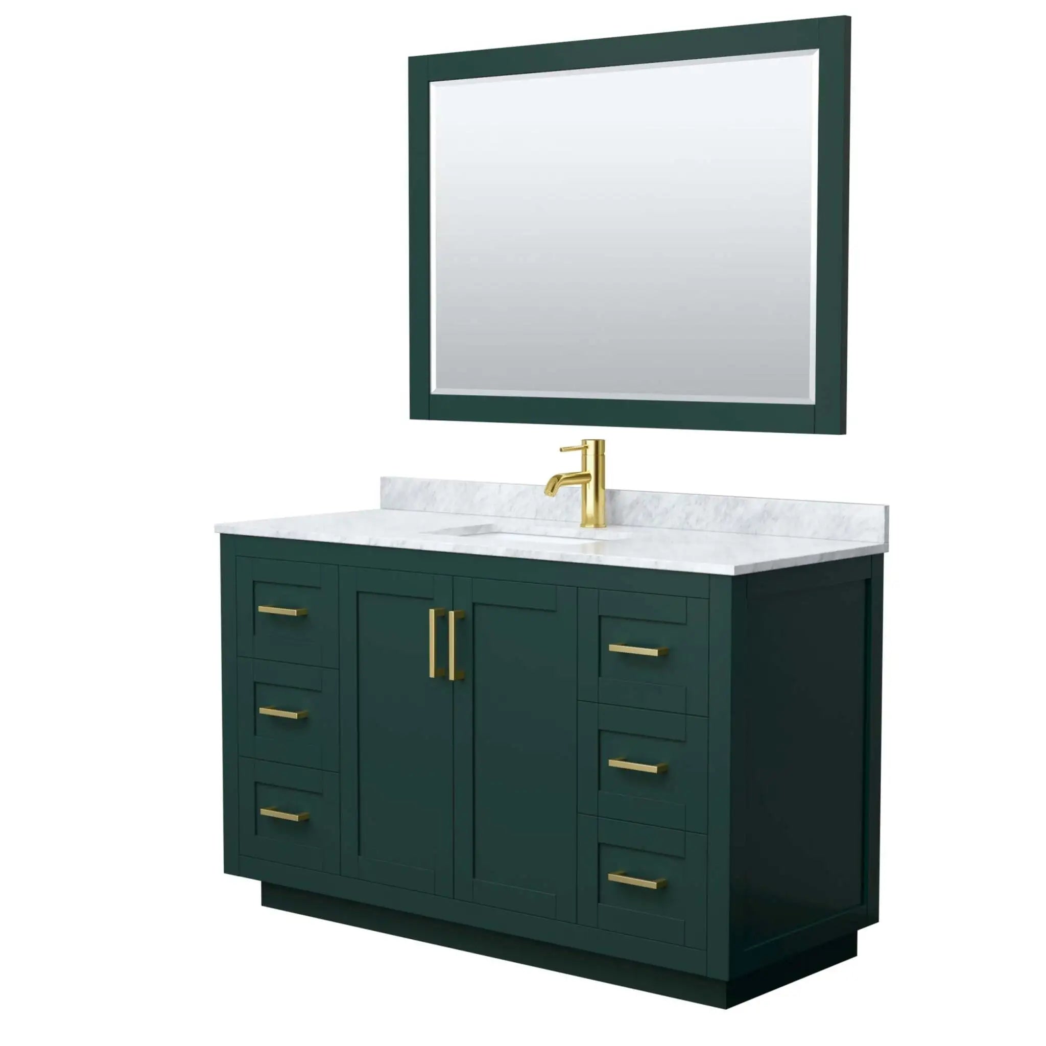 54" Miranda Single Bathroom Vanity in Green with Brushed Gold Trim & 46" Mirror by Wyndham