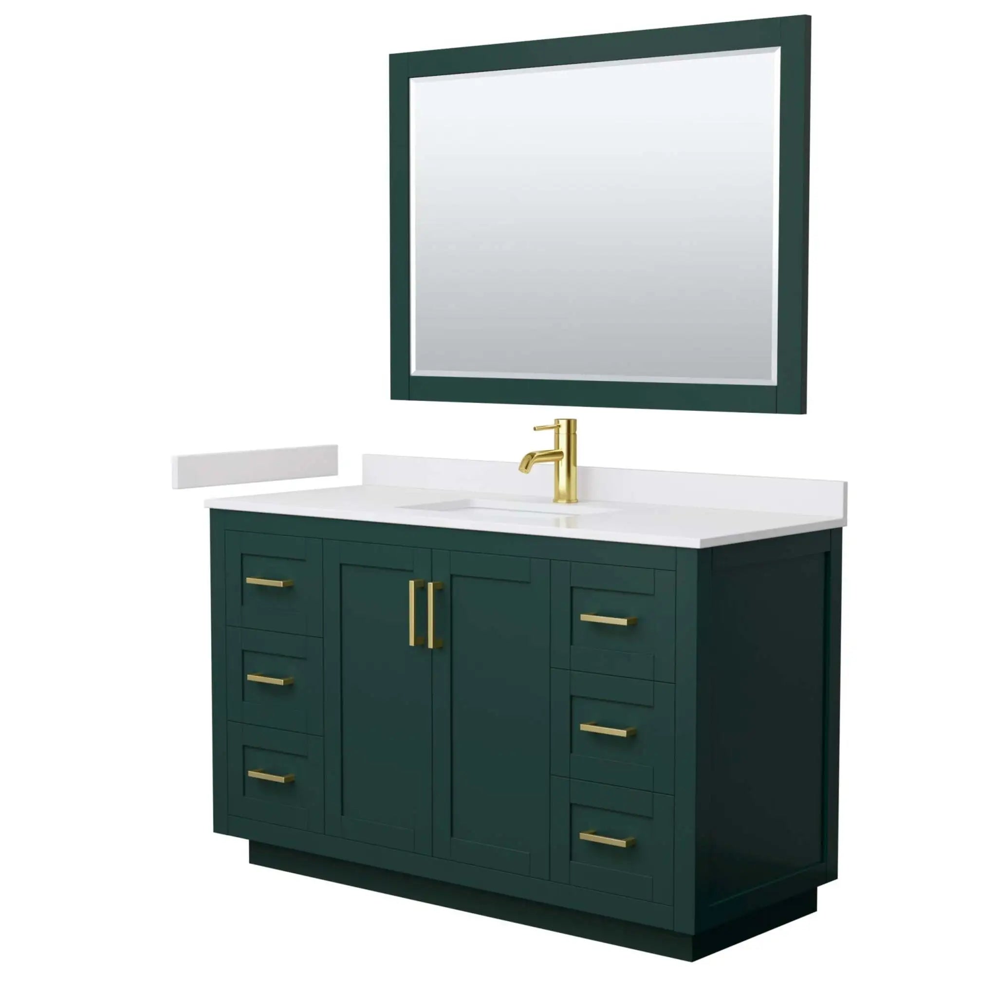 54" Miranda Single Bathroom Vanity in Green with Brushed Gold Trim & 46" Mirror by Wyndham