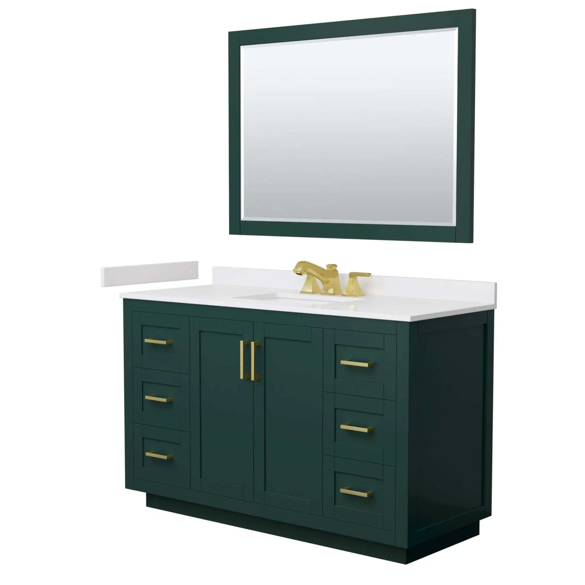 54" Miranda Single Bathroom Vanity in Green with Brushed Gold Trim & 46" Mirror by Wyndham