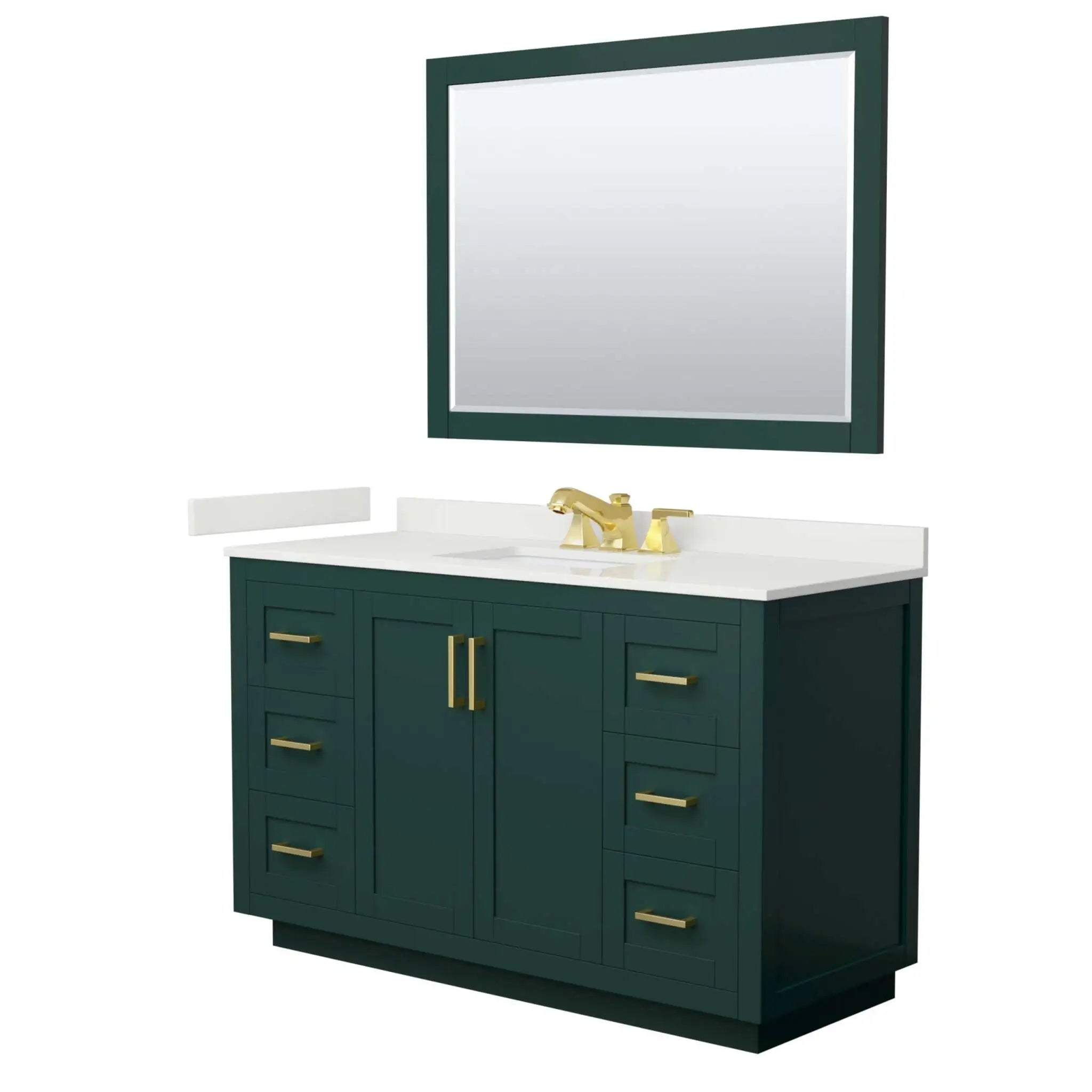 54" Miranda Single Bathroom Vanity in Green with Brushed Gold Trim & 46" Mirror by Wyndham