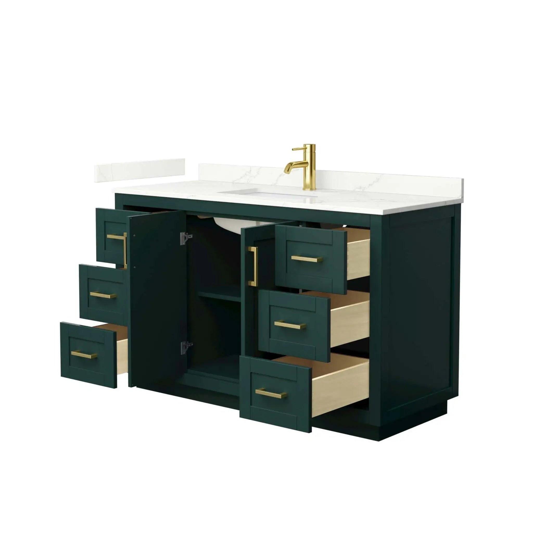 54" Miranda Single Bathroom Vanity in Green with Brushed Gold Trim by Wyndham