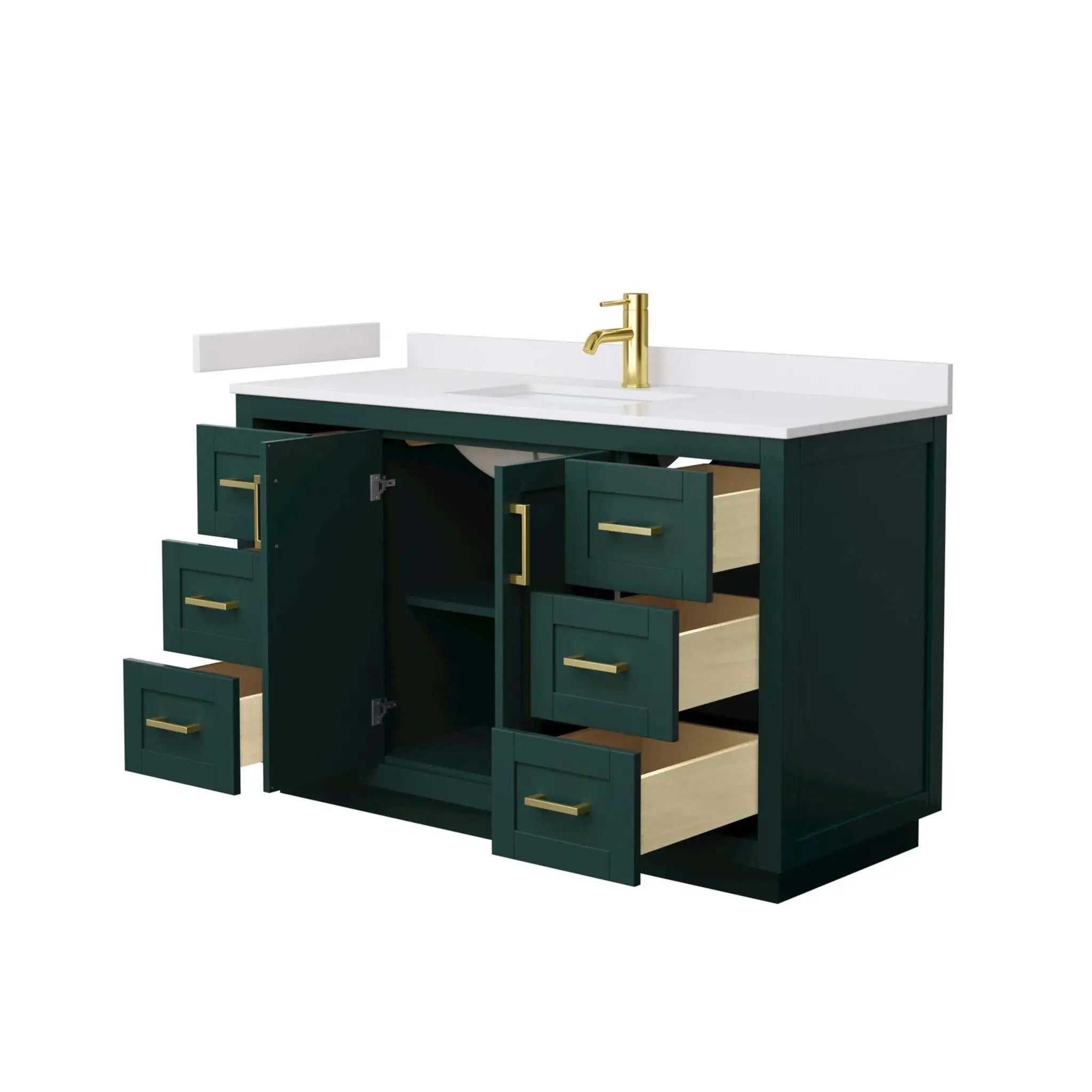 54" Miranda Single Bathroom Vanity in Green with Brushed Gold Trim by Wyndham