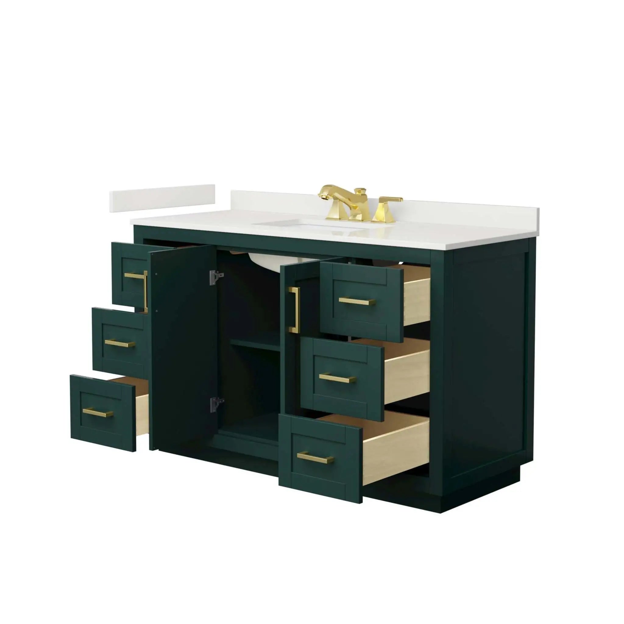 54" Miranda Single Bathroom Vanity in Green with Brushed Gold Trim by Wyndham
