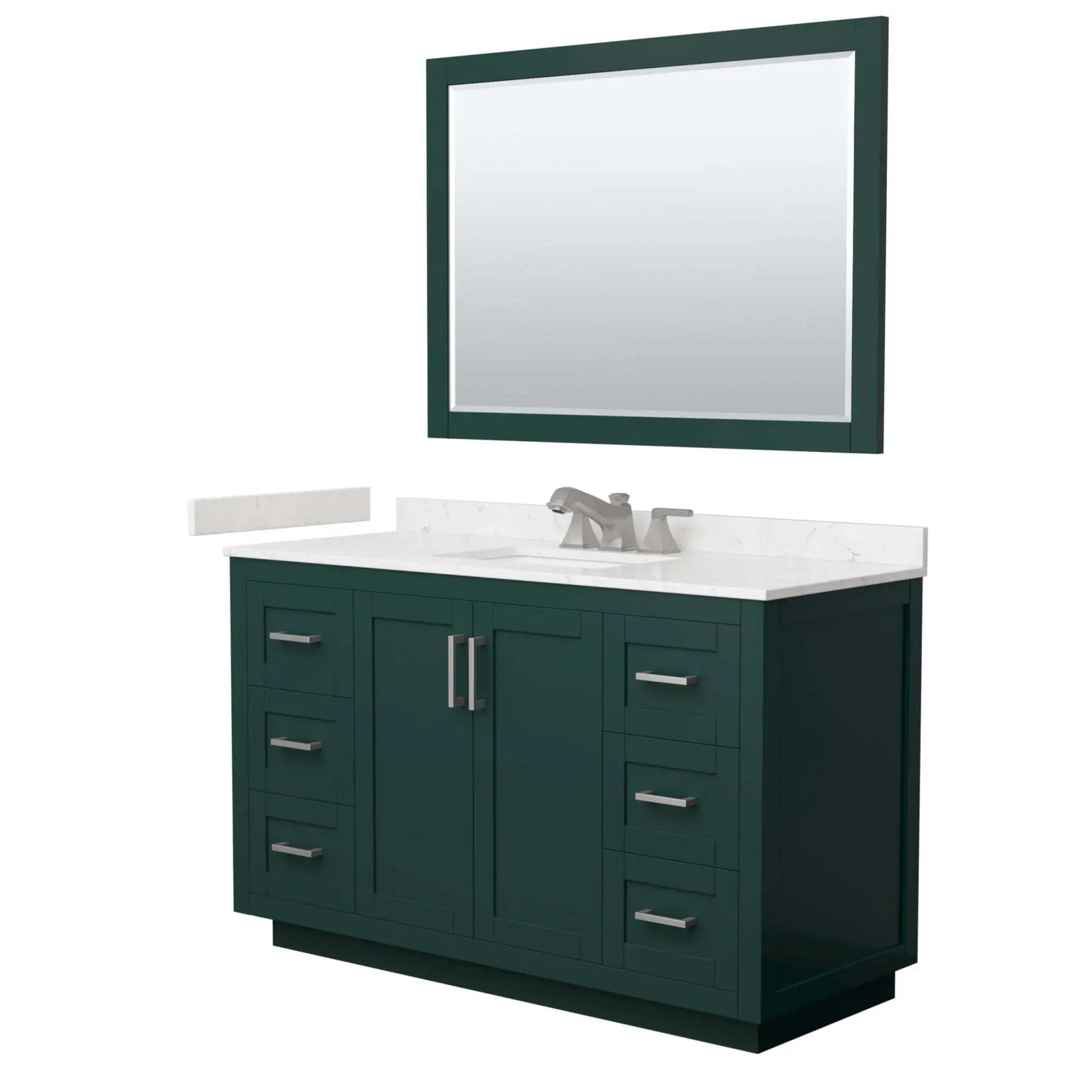54" Miranda Single Bathroom Vanity in Green with Brushed Nickel Trim & 46" Mirror by Wyndham