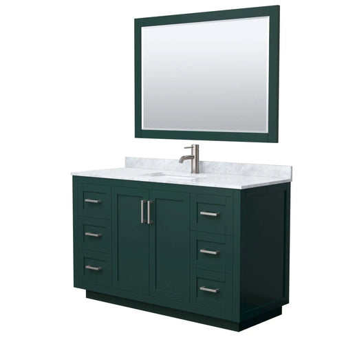 54" Miranda Single Bathroom Vanity in Green with Brushed Nickel Trim & 46" Mirror by Wyndham