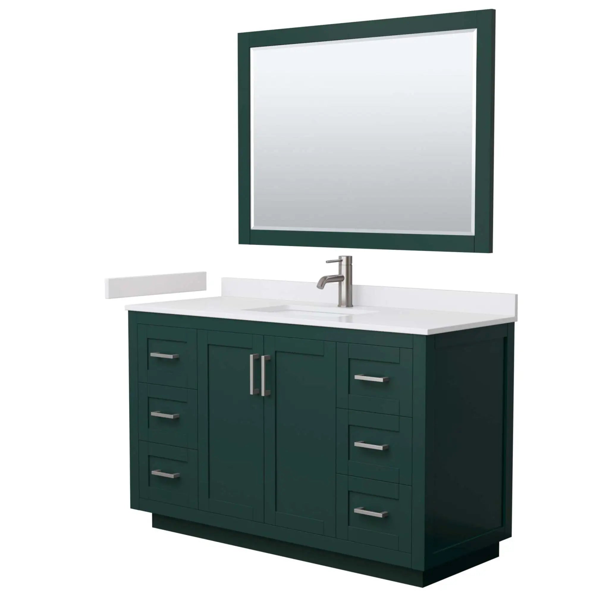 54" Miranda Single Bathroom Vanity in Green with Brushed Nickel Trim & 46" Mirror by Wyndham