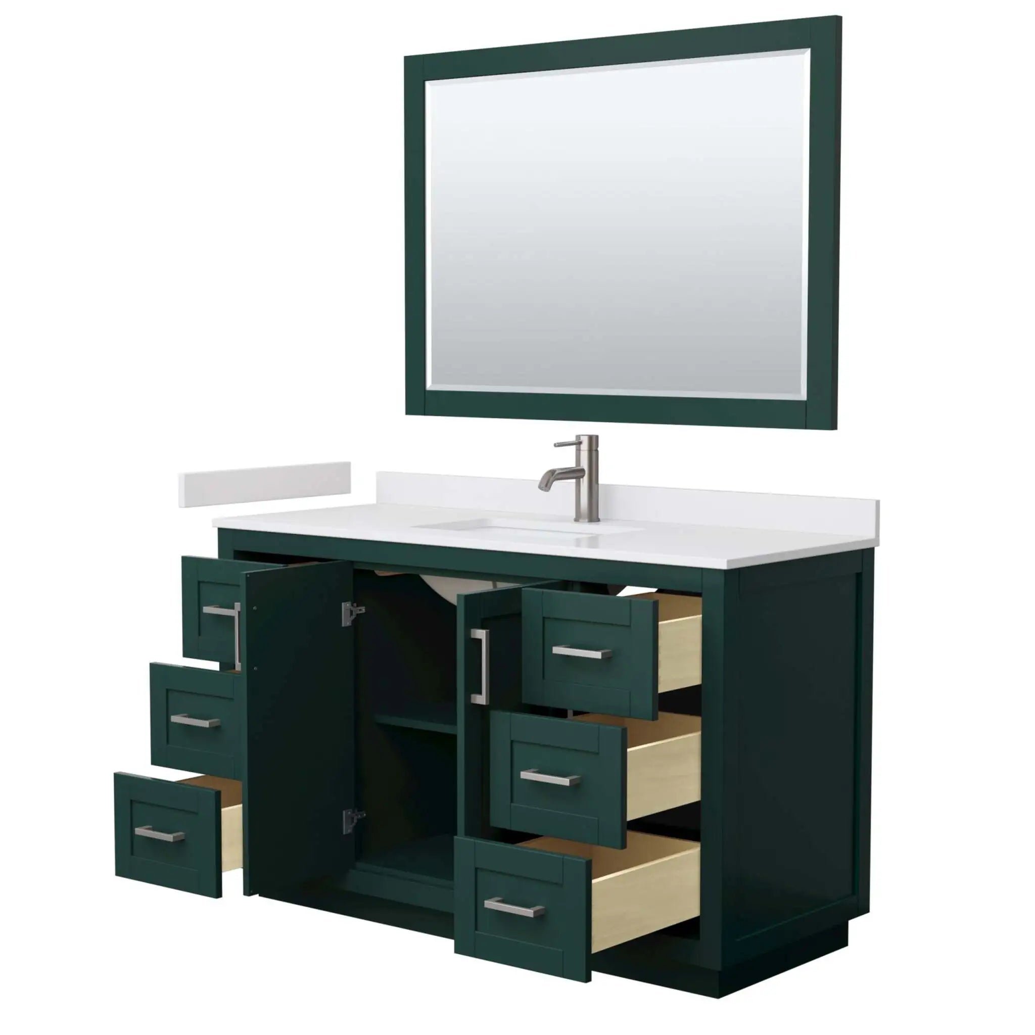 54" Miranda Single Bathroom Vanity in Green with Brushed Nickel Trim & 46" Mirror by Wyndham
