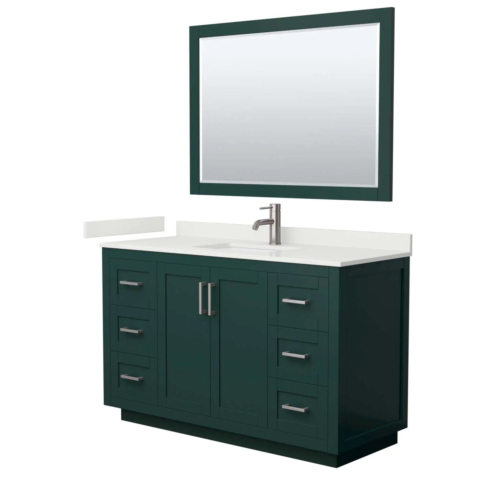54" Miranda Single Bathroom Vanity in Green with Brushed Nickel Trim & 46" Mirror by Wyndham