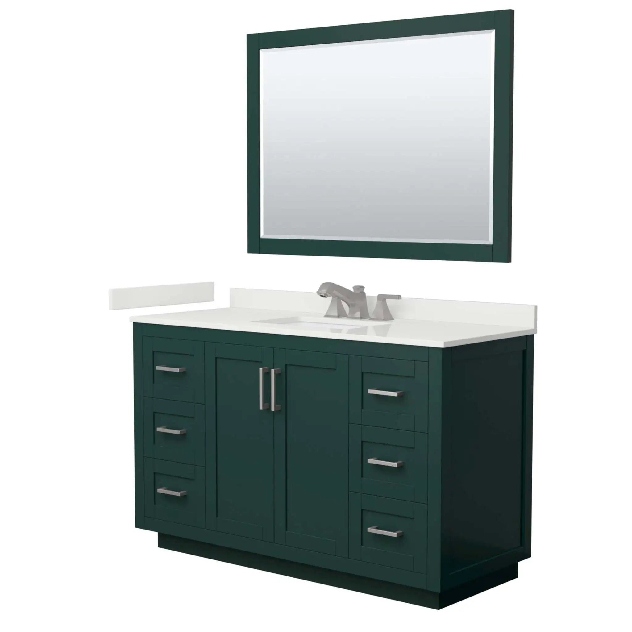 54" Miranda Single Bathroom Vanity in Green with Brushed Nickel Trim & 46" Mirror by Wyndham