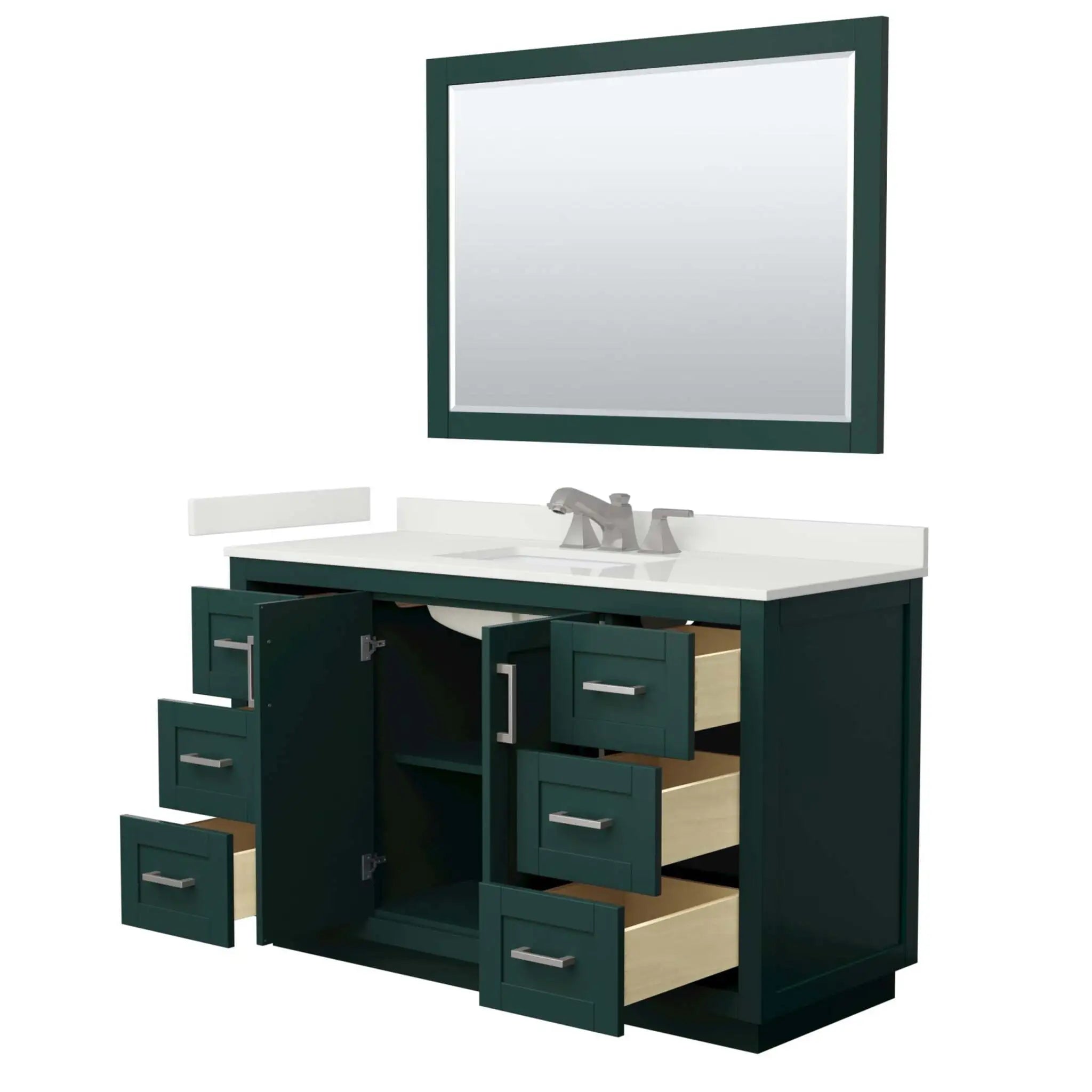 54" Miranda Single Bathroom Vanity in Green with Brushed Nickel Trim & 46" Mirror by Wyndham