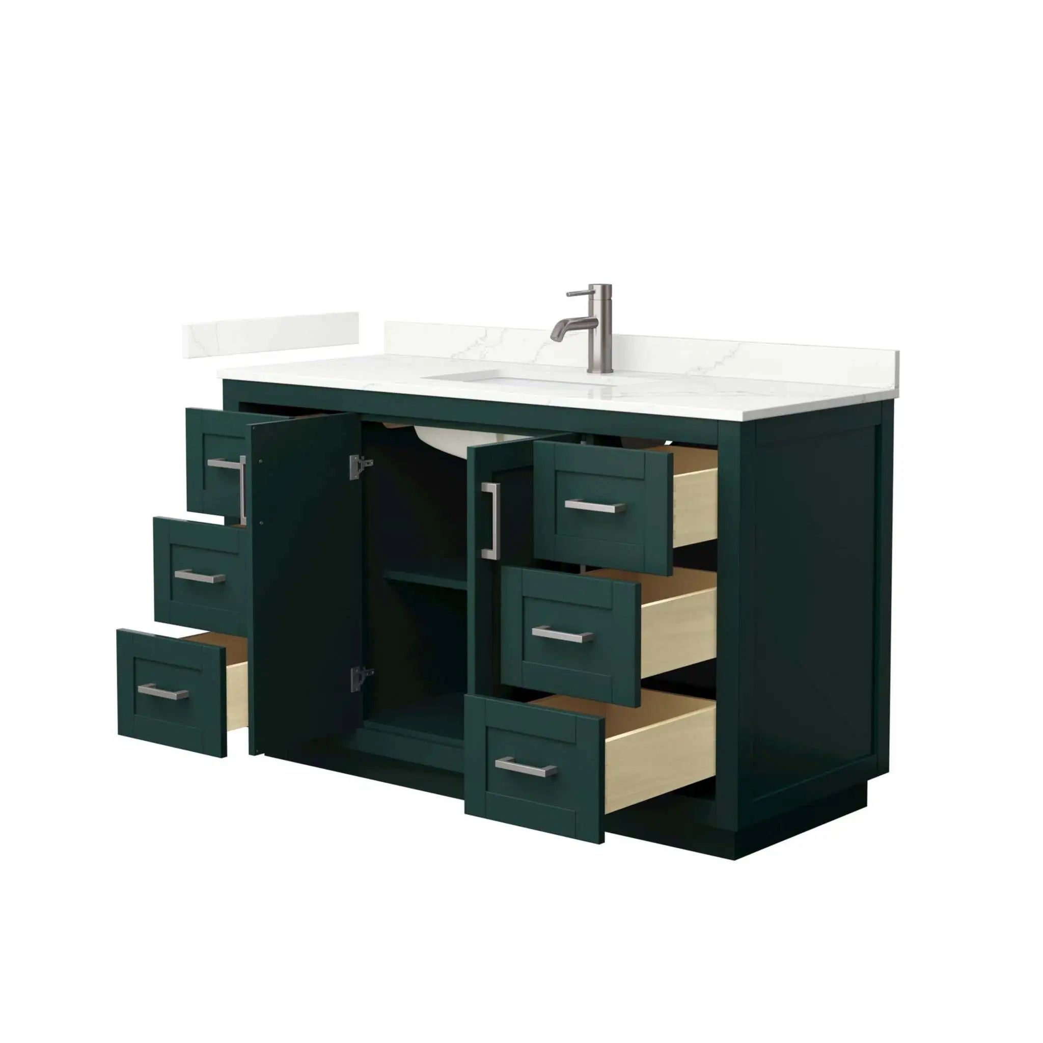 54" Miranda Single Bathroom Vanity in Green with Brushed Nickel Trim by Wyndham