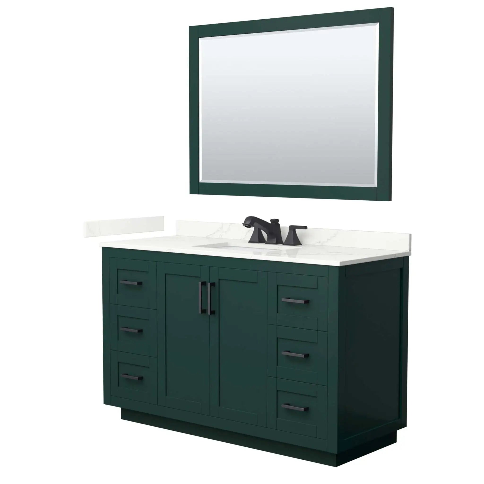 54" Miranda Single Bathroom Vanity in Green with Matte Black Trim & 46" Mirror by Wyndham