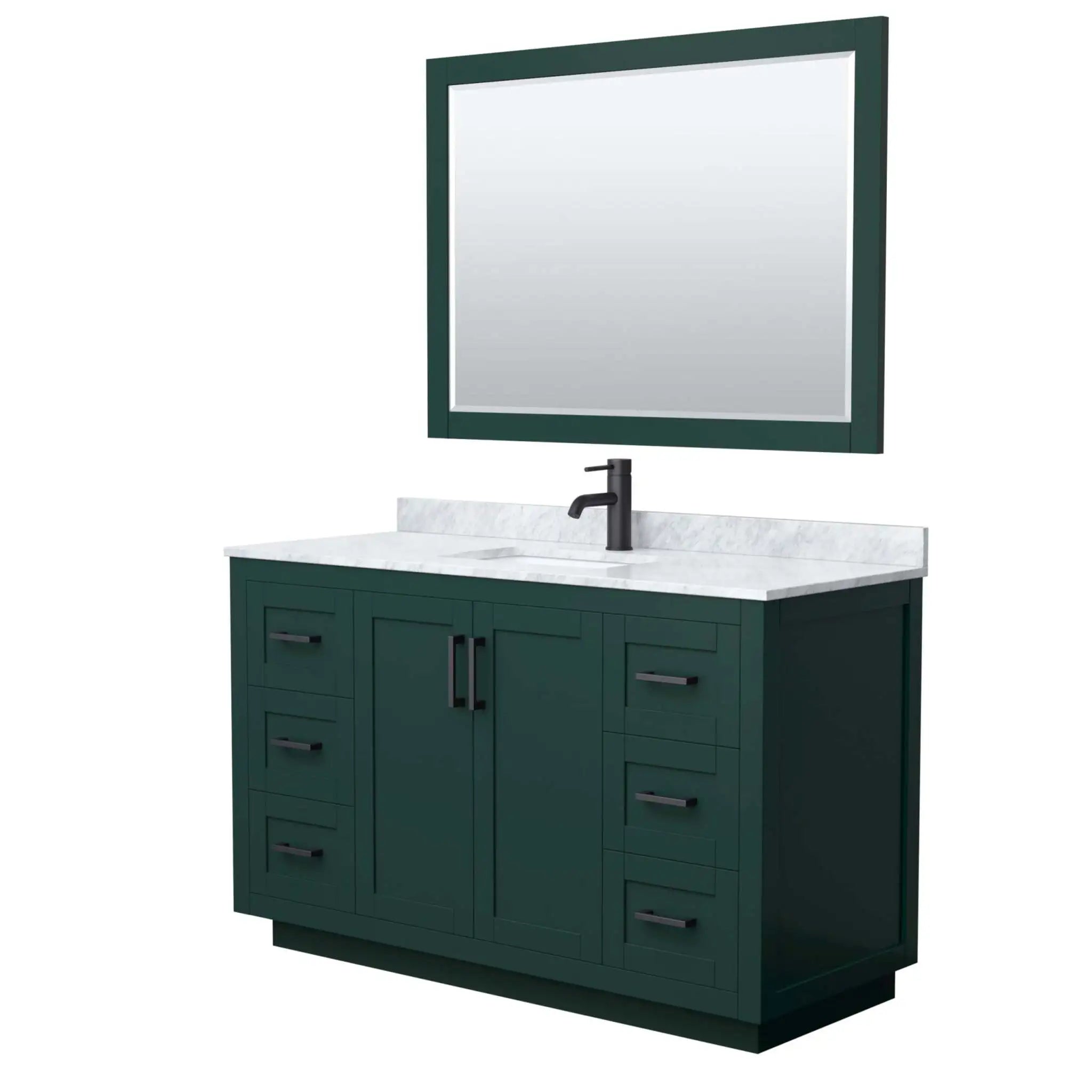 54" Miranda Single Bathroom Vanity in Green with Matte Black Trim & 46" Mirror by Wyndham