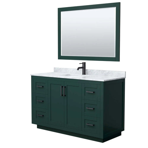 54" Miranda Single Bathroom Vanity in Green with Matte Black Trim & 46" Mirror by Wyndham