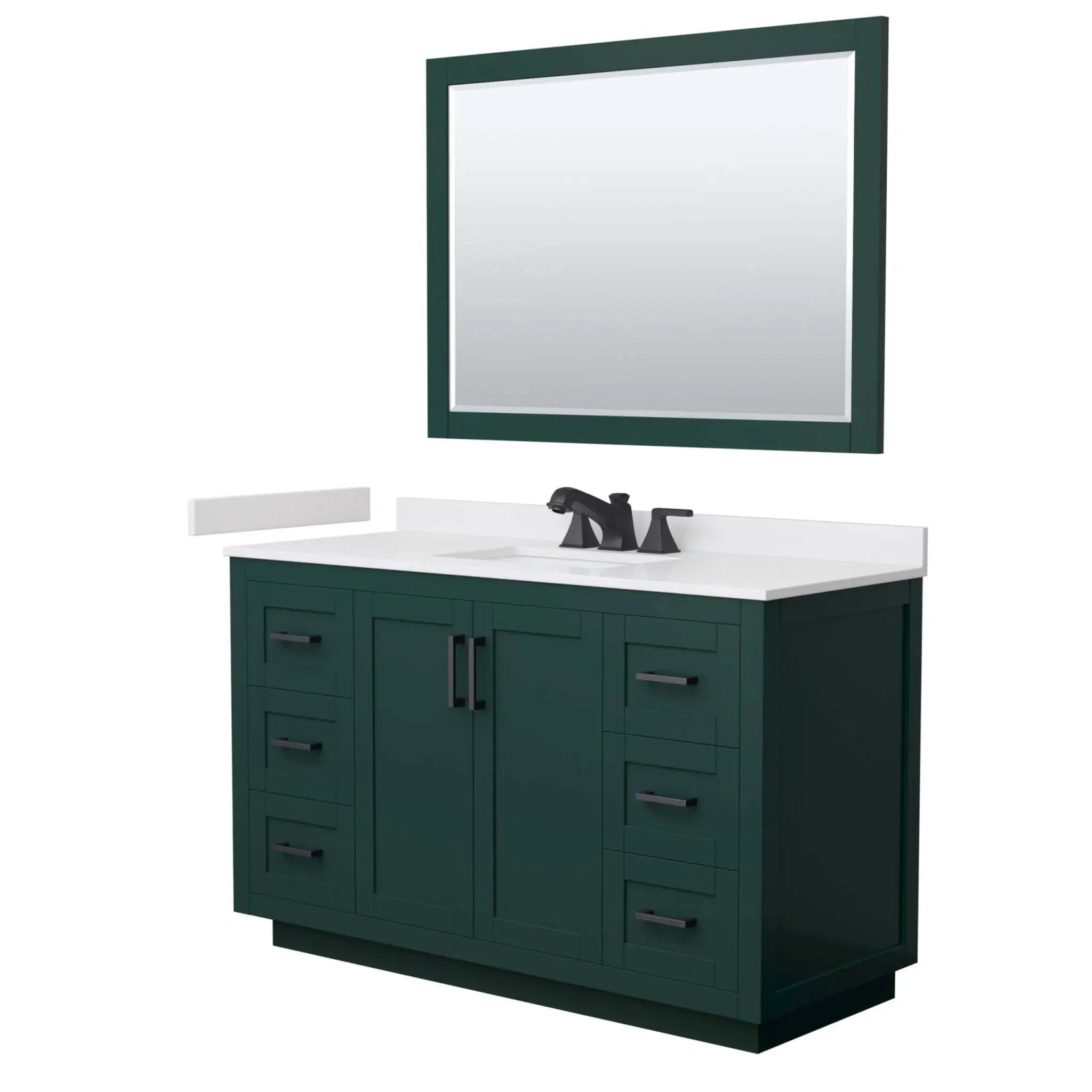 54" Miranda Single Bathroom Vanity in Green with Matte Black Trim & 46" Mirror by Wyndham