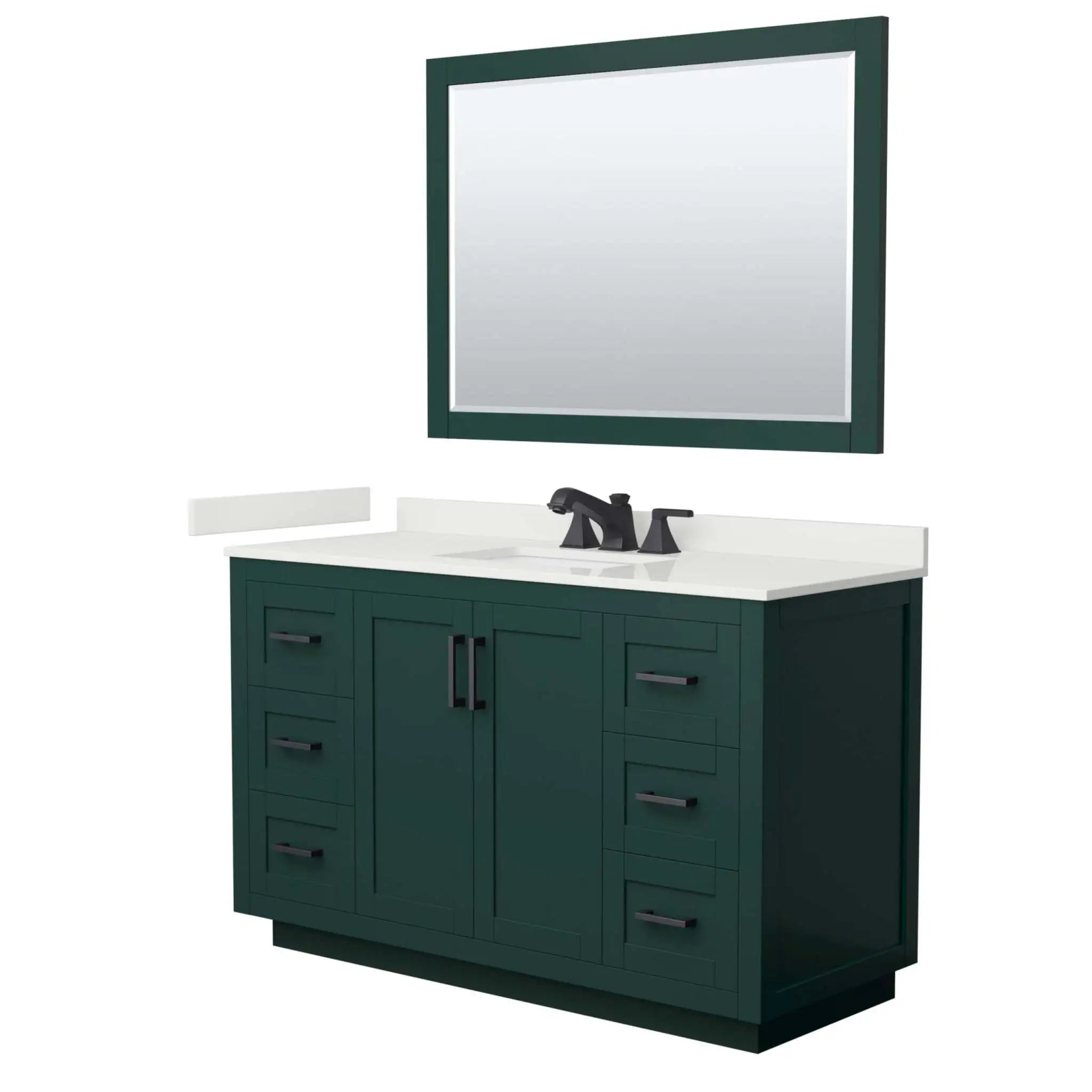 54" Miranda Single Bathroom Vanity in Green with Matte Black Trim & 46" Mirror by Wyndham