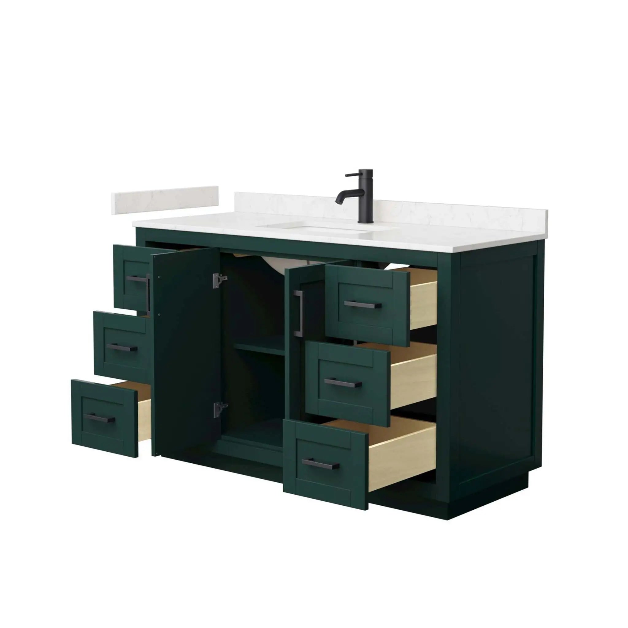 54" Miranda Single Bathroom Vanity in Green with Matte Black Trim by Wyndham