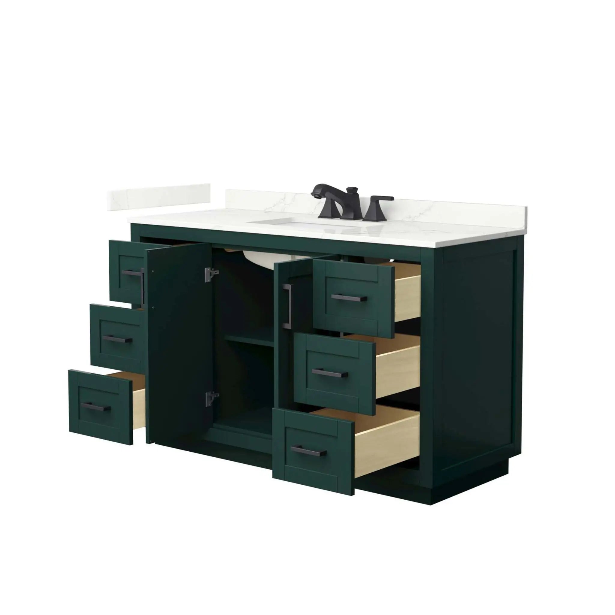 54" Miranda Single Bathroom Vanity in Green with Matte Black Trim by Wyndham