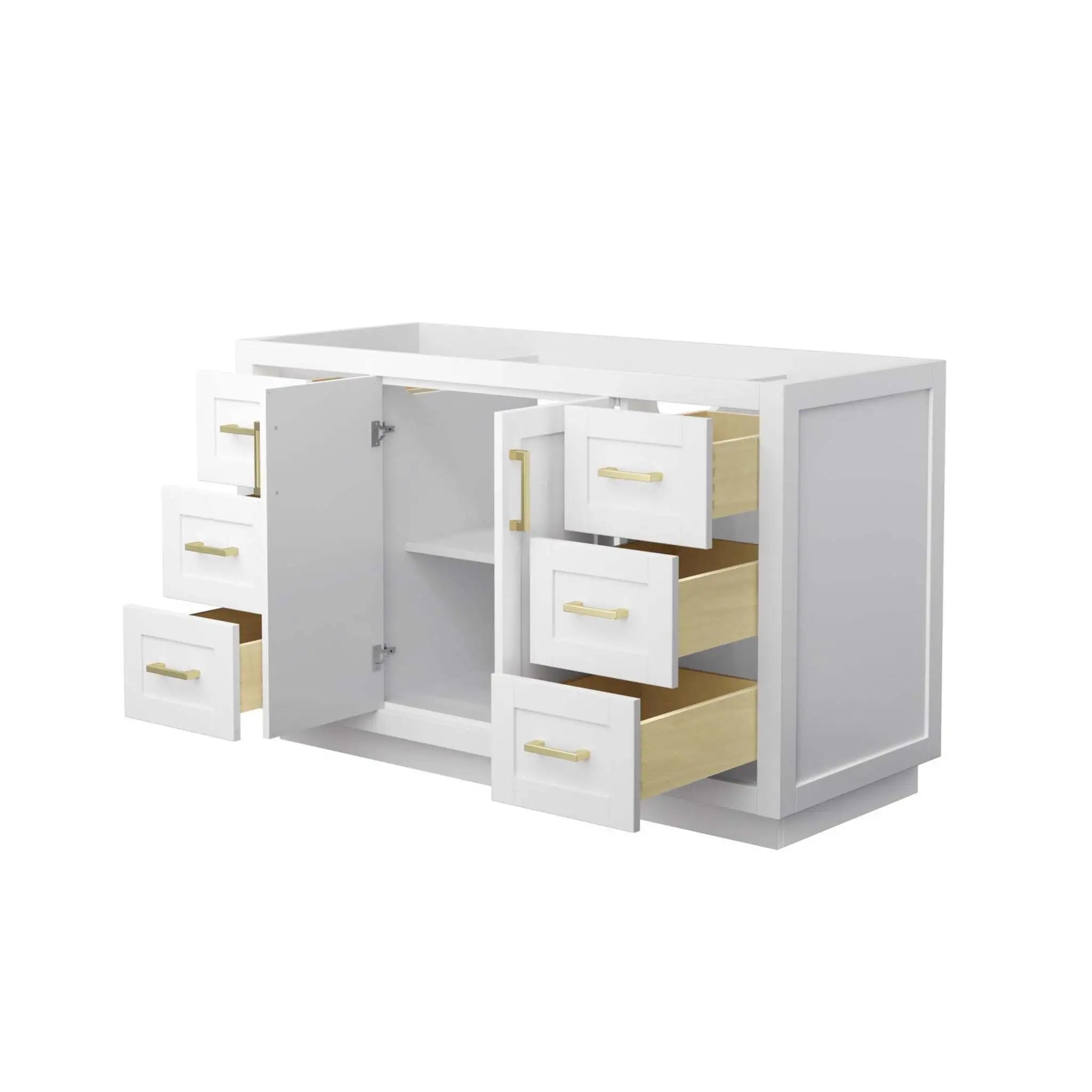 54" Miranda Single Bathroom Vanity in White with Brushed Gold Trim by Wyndham