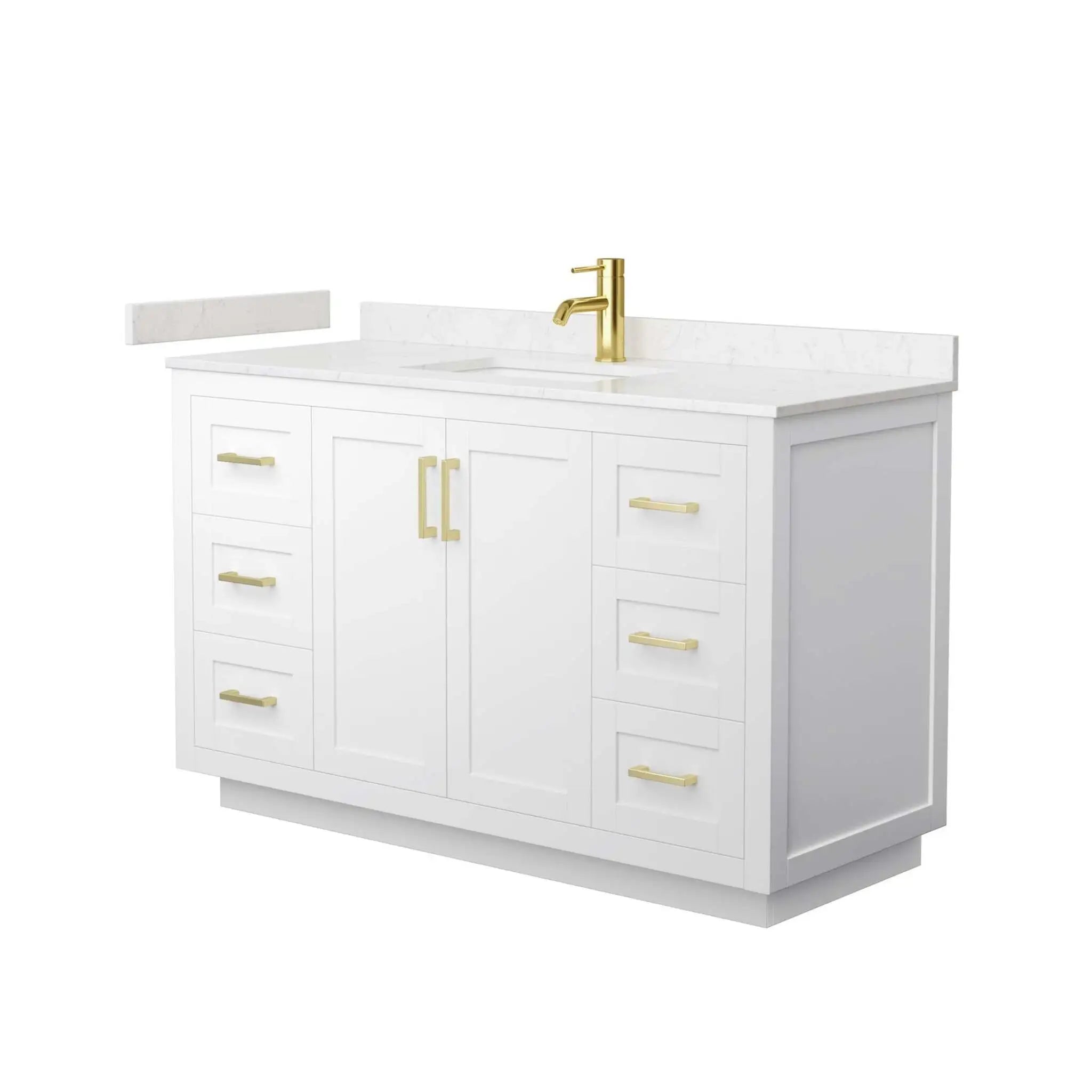 54" Miranda Single Bathroom Vanity in White with Brushed Gold Trim by Wyndham