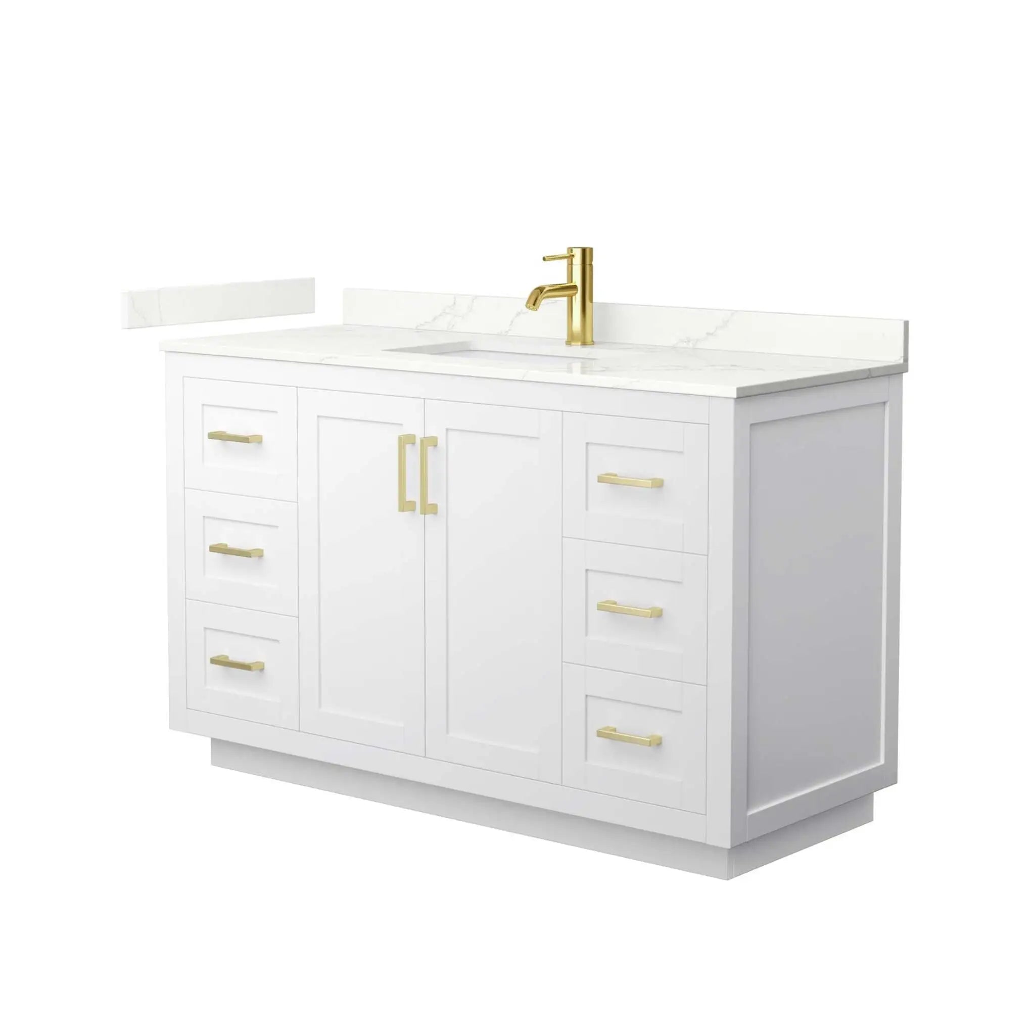54" Miranda Single Bathroom Vanity in White with Brushed Gold Trim by Wyndham