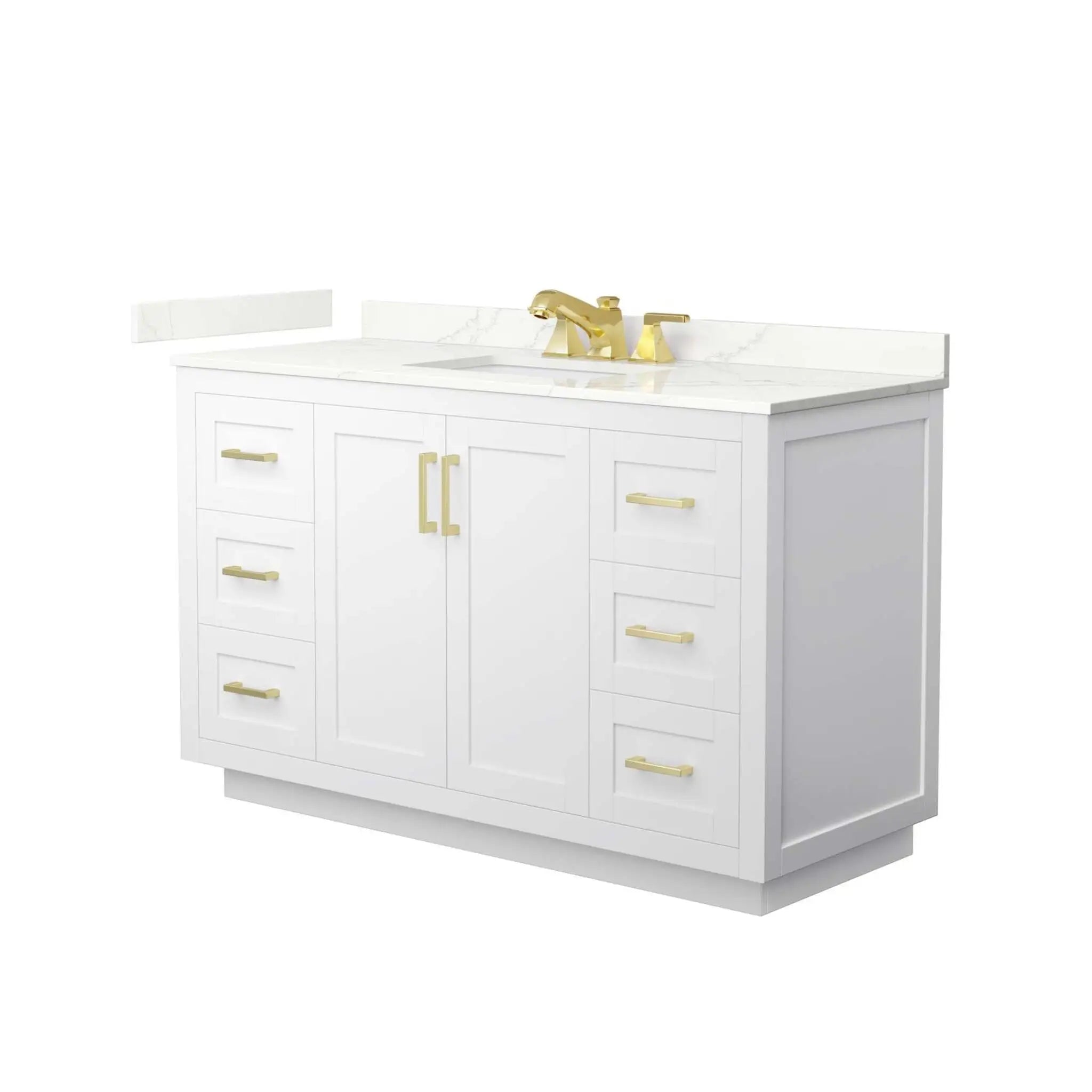 54" Miranda Single Bathroom Vanity in White with Brushed Gold Trim by Wyndham