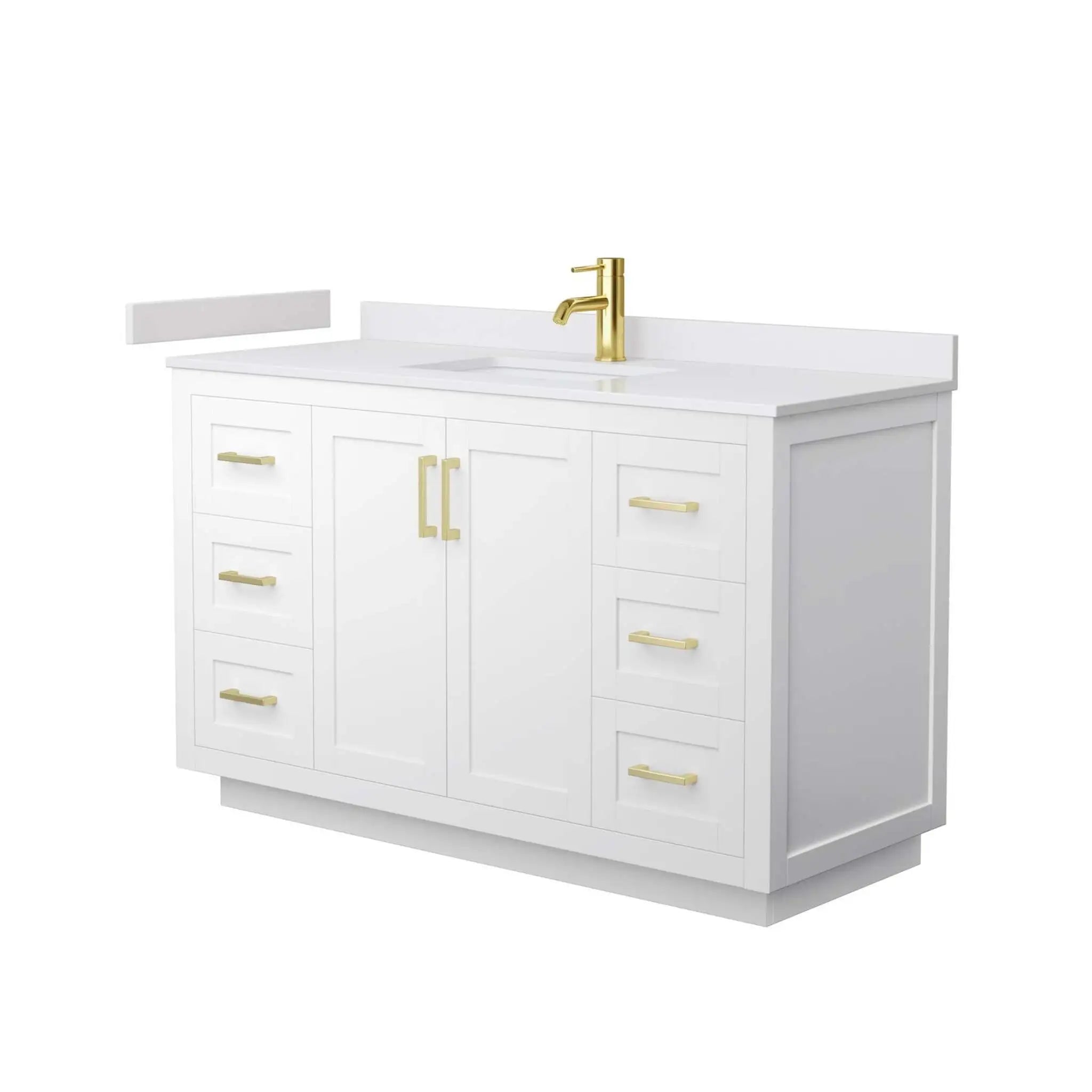54" Miranda Single Bathroom Vanity in White with Brushed Gold Trim by Wyndham