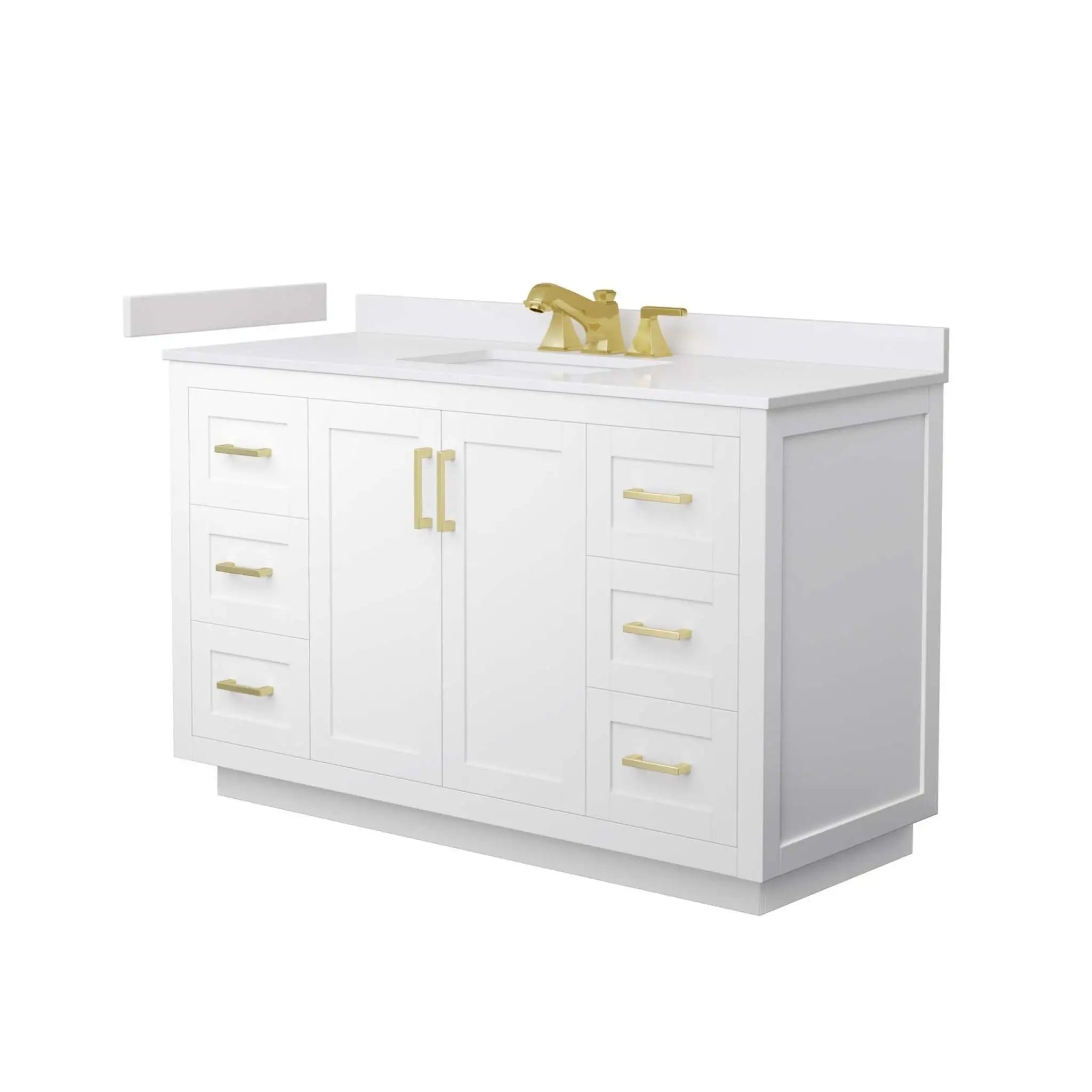 54" Miranda Single Bathroom Vanity in White with Brushed Gold Trim by Wyndham