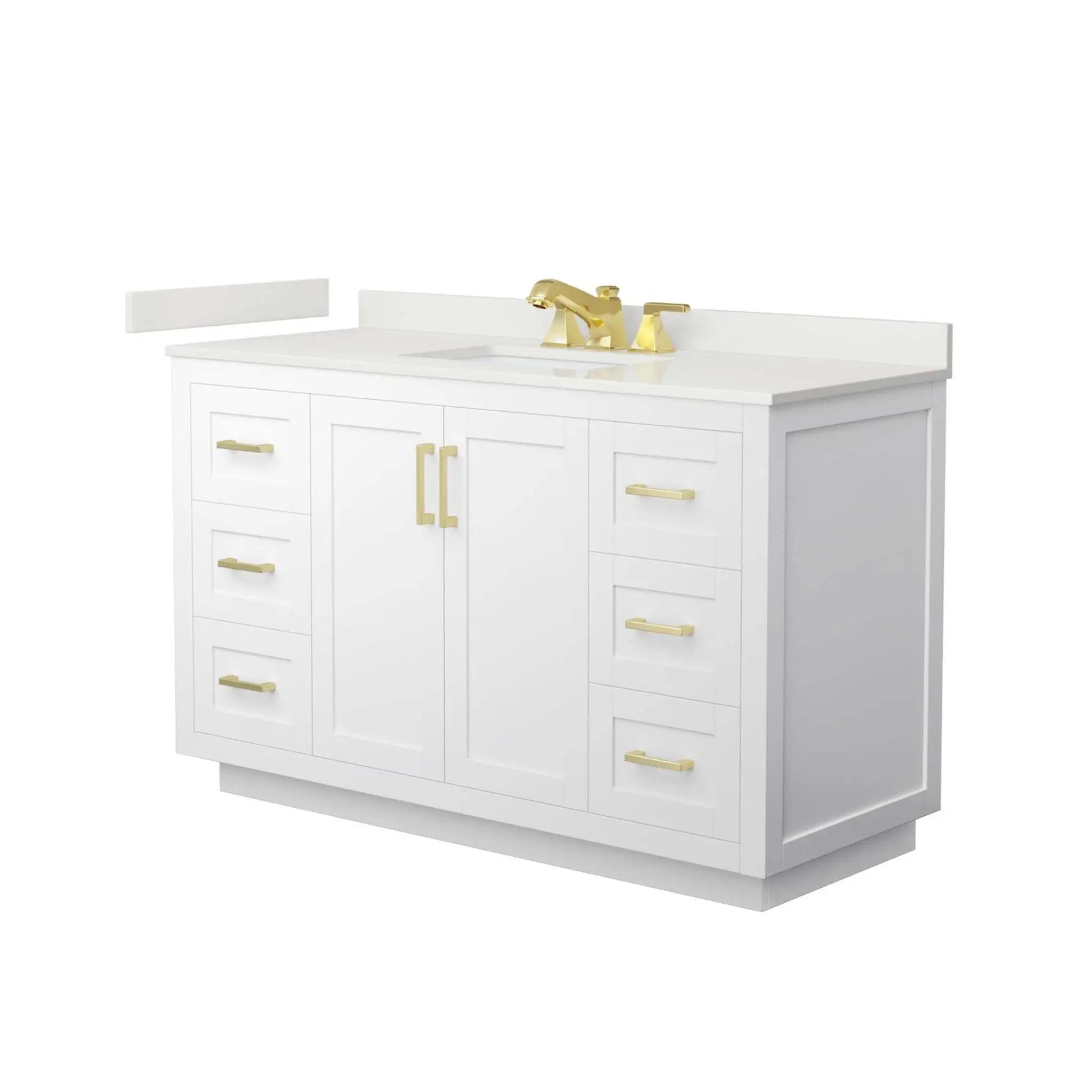 54" Miranda Single Bathroom Vanity in White with Brushed Gold Trim by Wyndham
