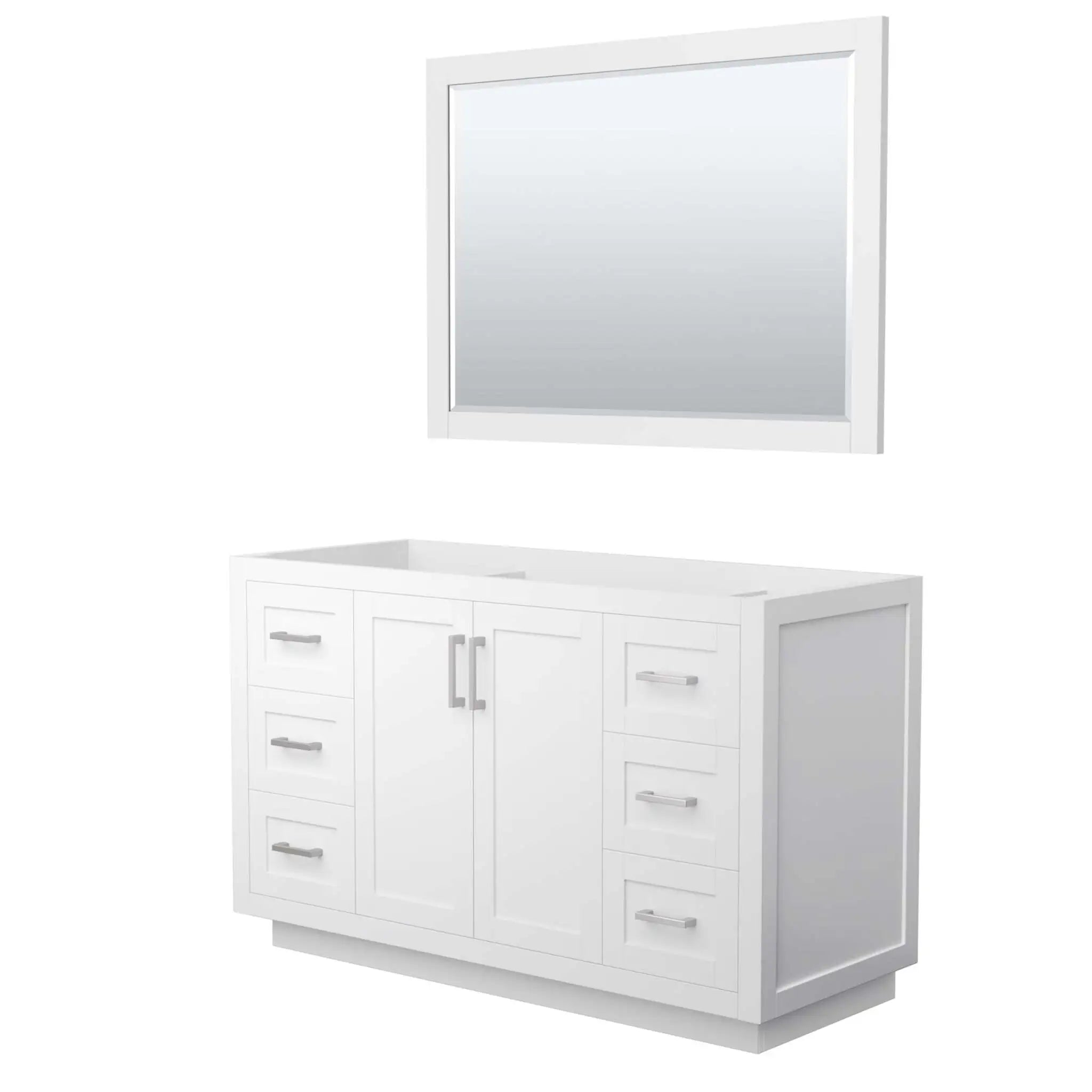 54" Miranda Single Bathroom Vanity in White with Brushed Nickel Trim & 46" Mirror by Wyndham