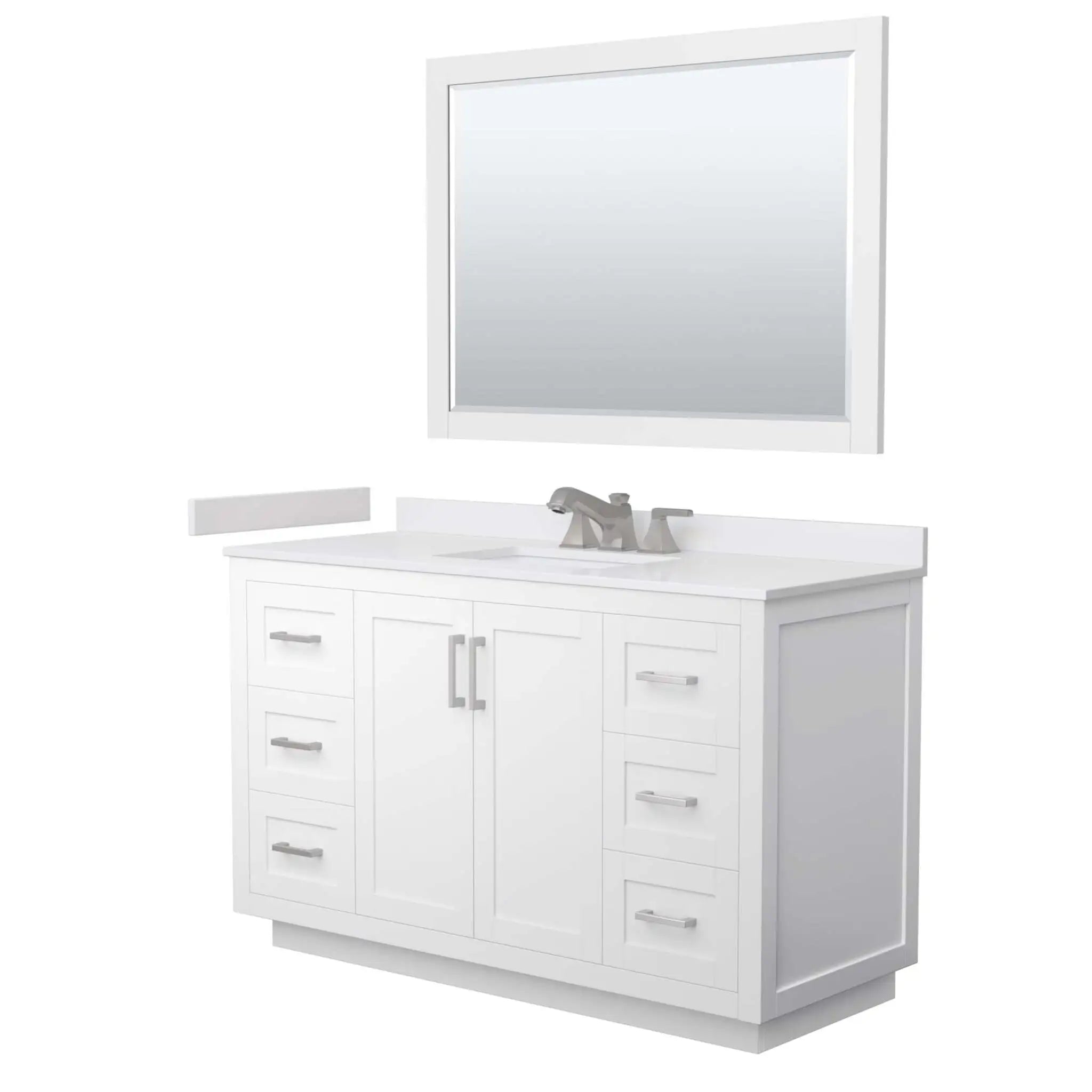 54" Miranda Single Bathroom Vanity in White with Brushed Nickel Trim & 46" Mirror by Wyndham