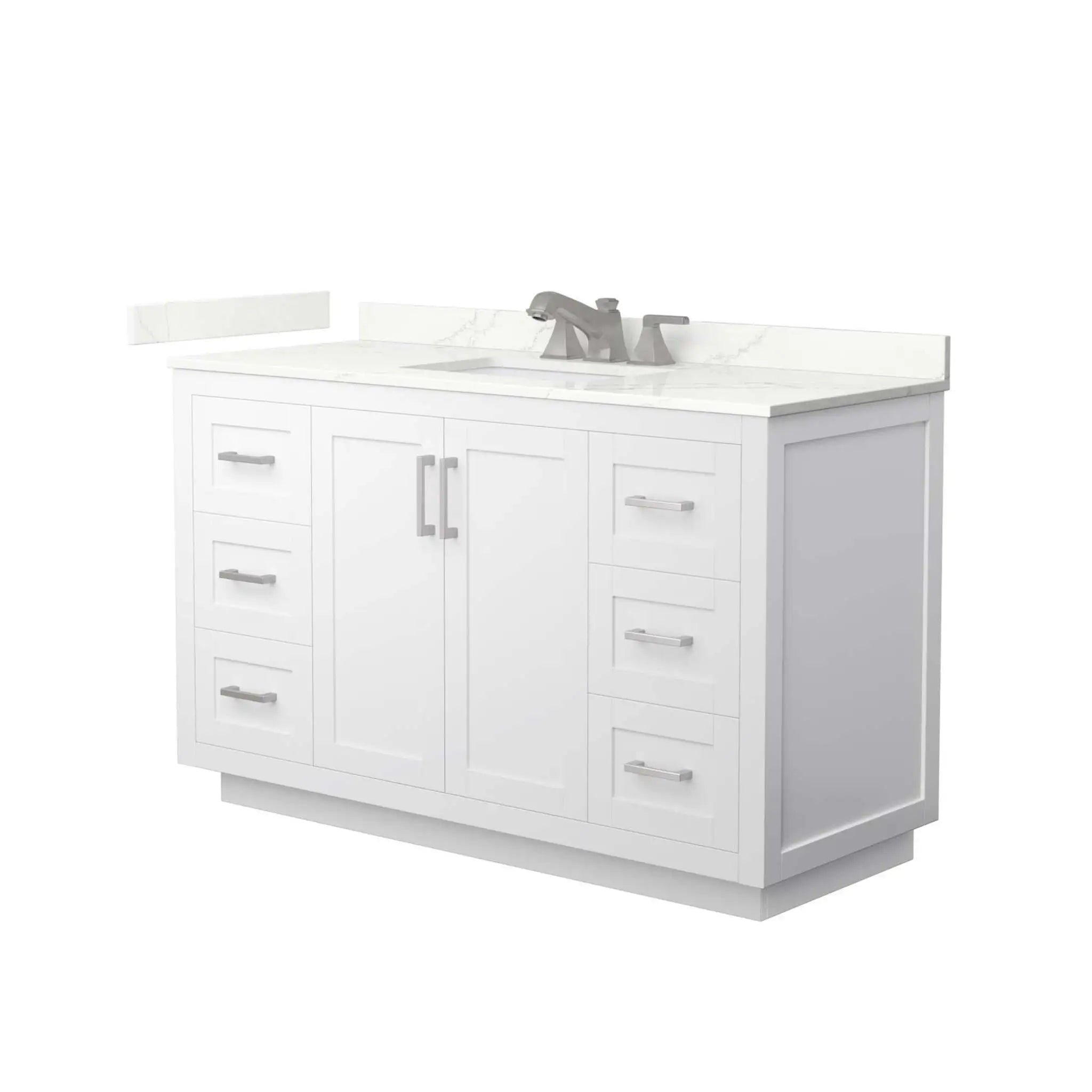 54" Miranda Single Bathroom Vanity in White with Brushed Nickel Trim by Wyndham