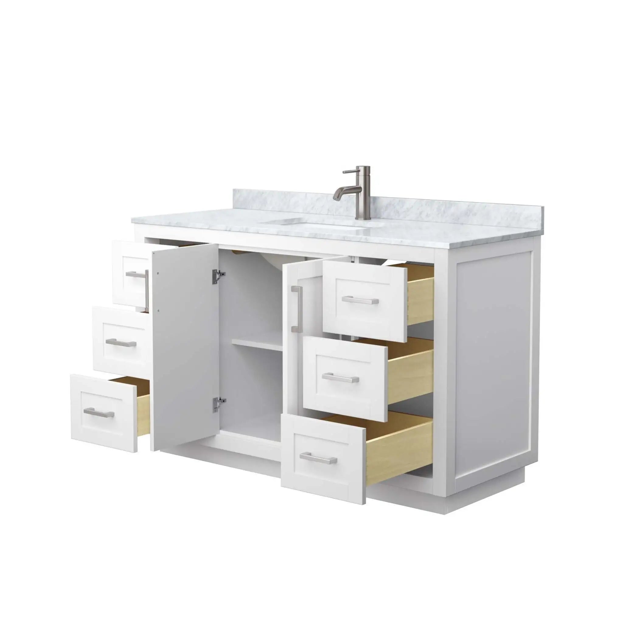 54" Miranda Single Bathroom Vanity in White with Brushed Nickel Trim by Wyndham