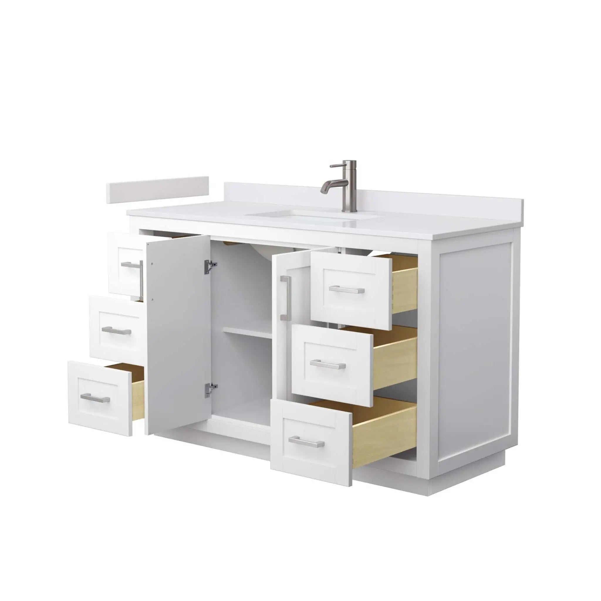 54" Miranda Single Bathroom Vanity in White with Brushed Nickel Trim by Wyndham